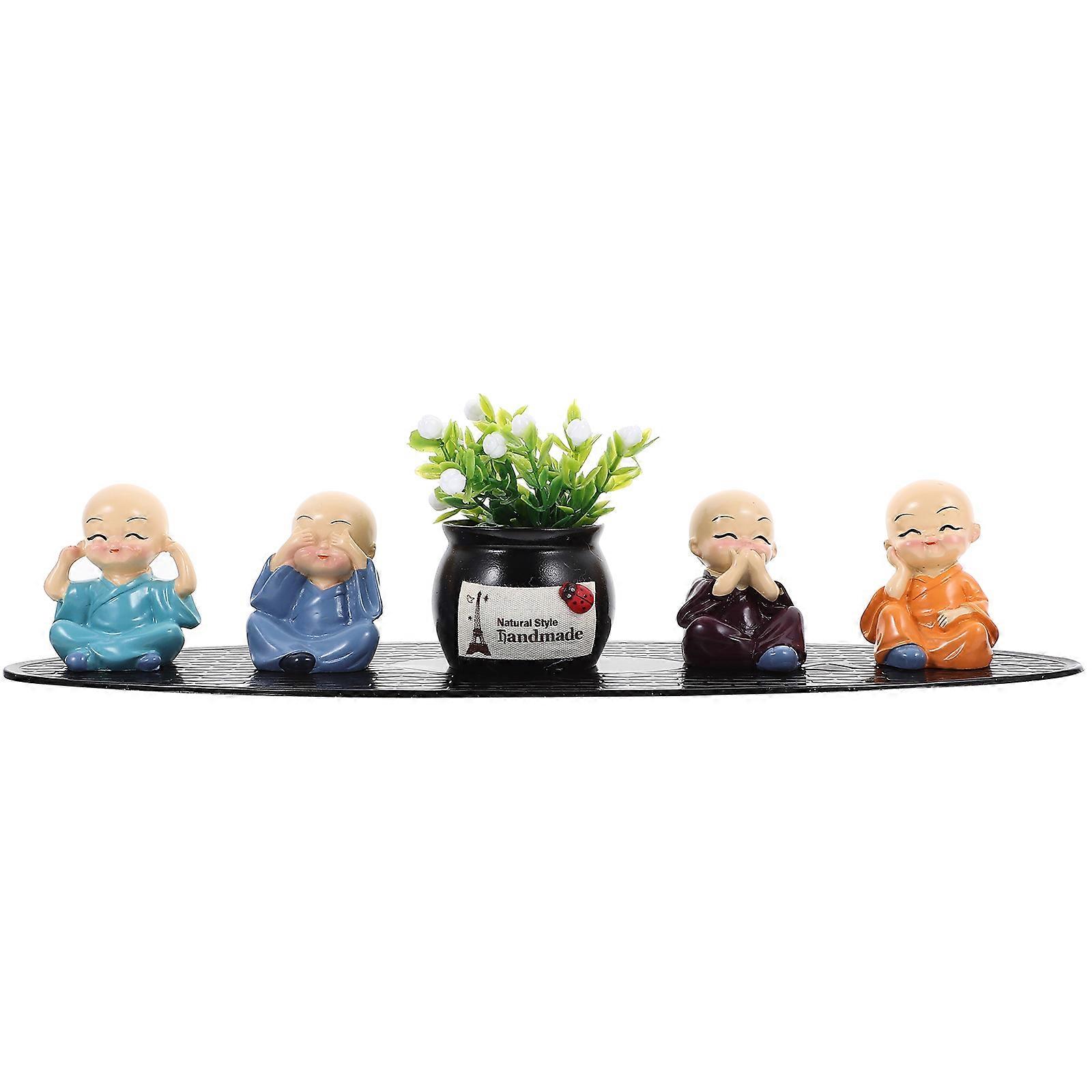 Small Monk Ornaments Car Dashboard Decorative Buddha Statue 2Sets