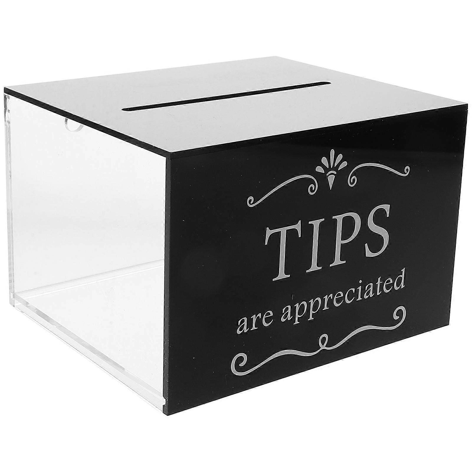 Secure Lock Acrylic Tip Collection Box Perfect For Bartenders And Event Organizers Smooth Black Design 3Pcs