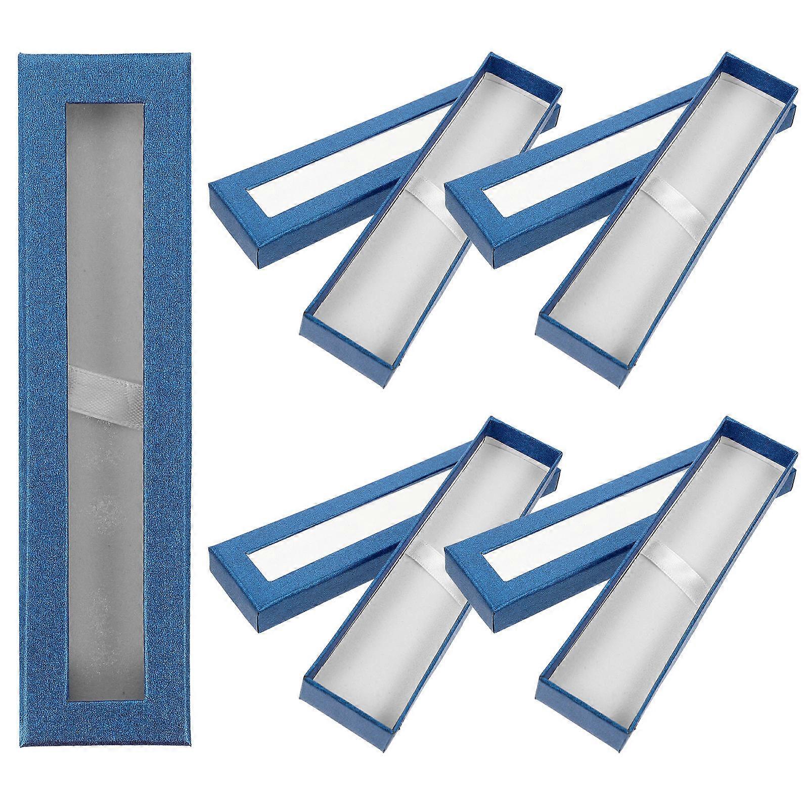 Pen Case Paper Gift Box for Storage Use 10Pcs with Clear Window Blue