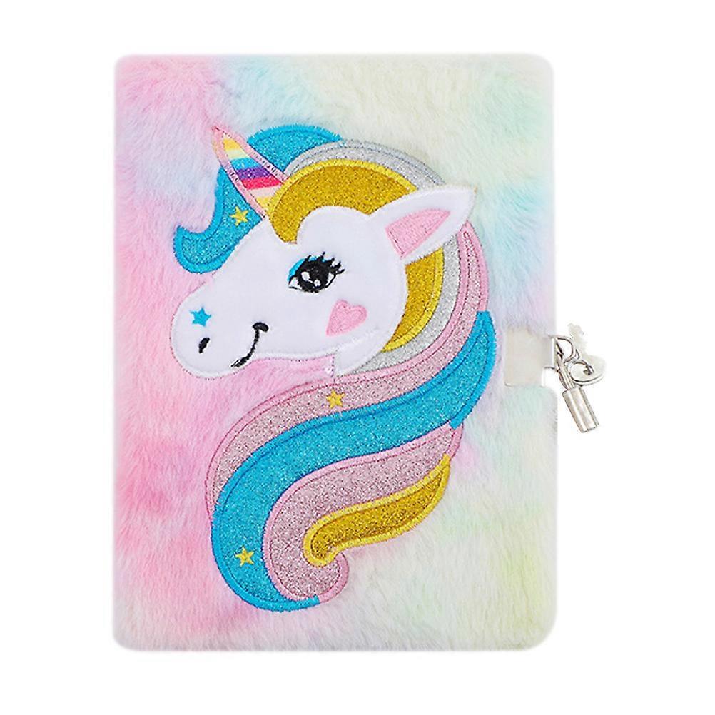 Unicorn Cover Notebook for Girls Plush Diary with Adorable Fluffy Design