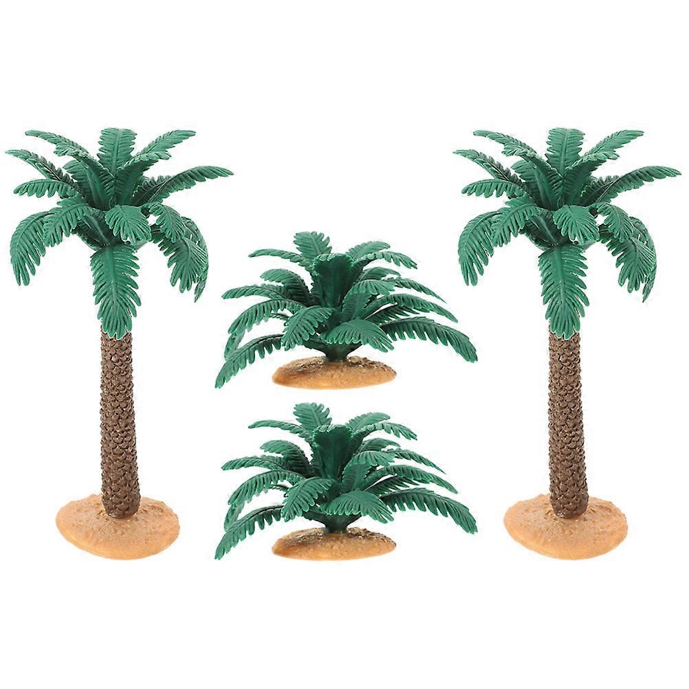 Mini Palm Tree Decoration Model for Landscape 4Pcs Green PVC Trees