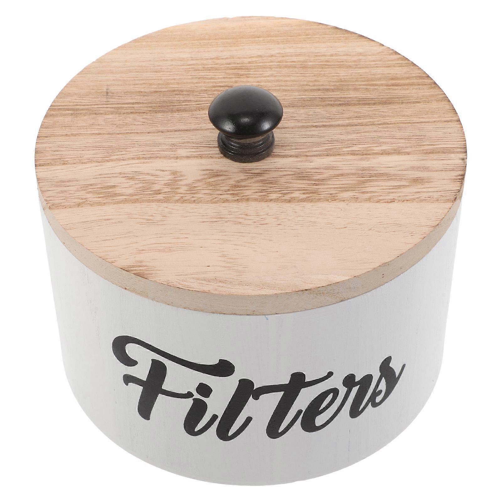 Round Wooden Laundry Beads Storage Container with Lid 2Pcs for Laundry Room