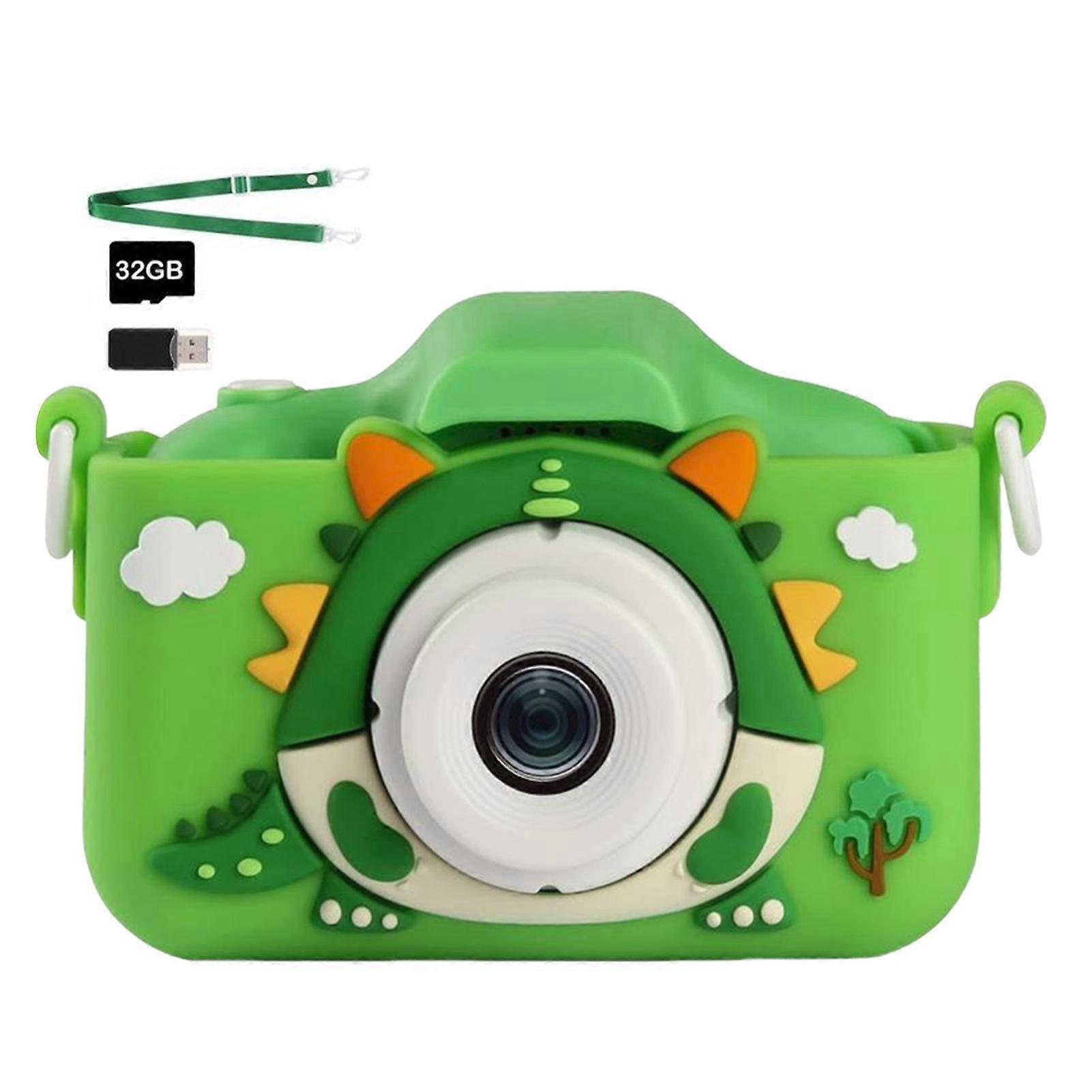 Kids Digital Camera Dinosaur Shape HD Video Recording Shockproof Toy with 32GB Memory for Outdoor Fun