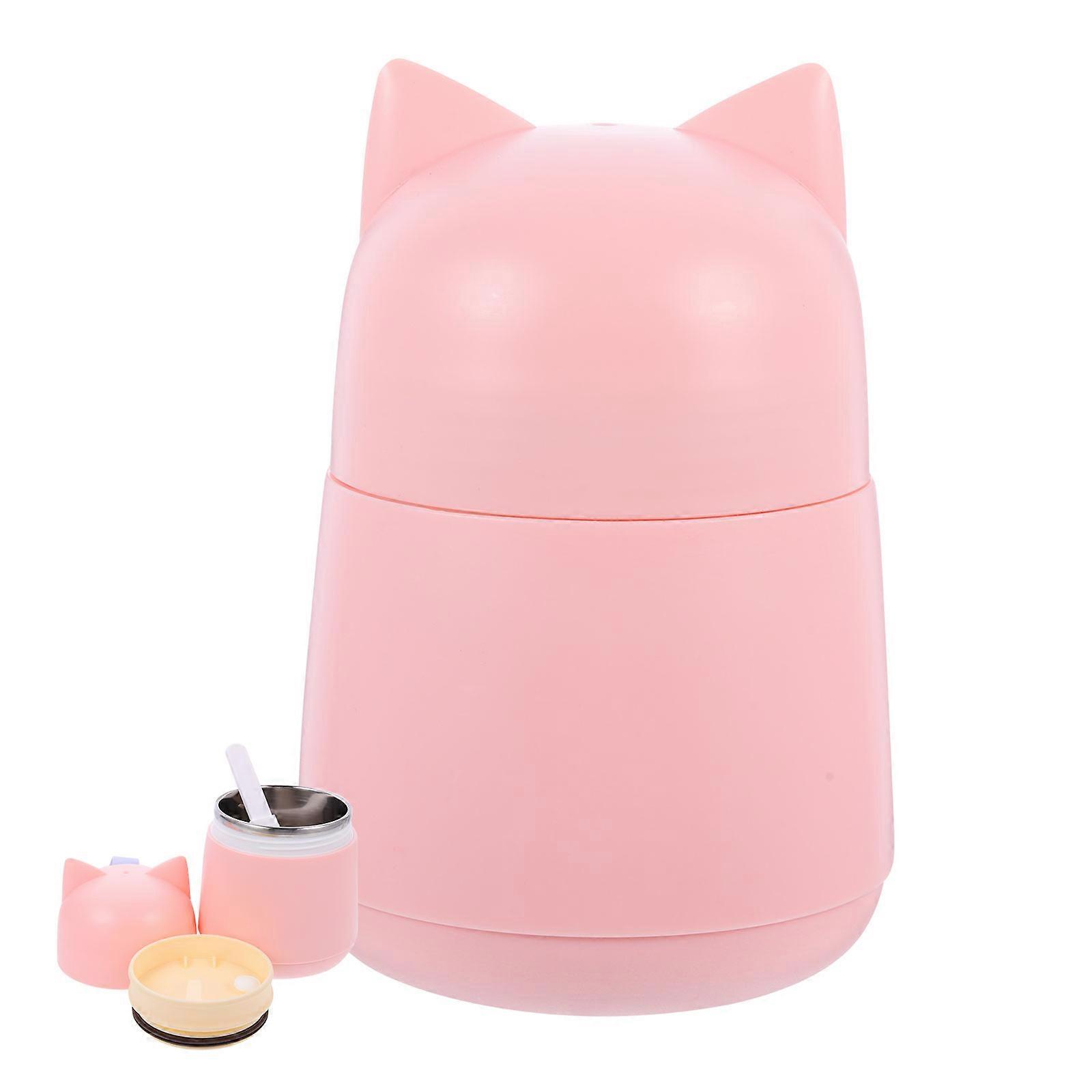 Insulated Food Jar With Spoon Portable Hot Flask For Adults Outdoor Use Pink 450ml 1Pack