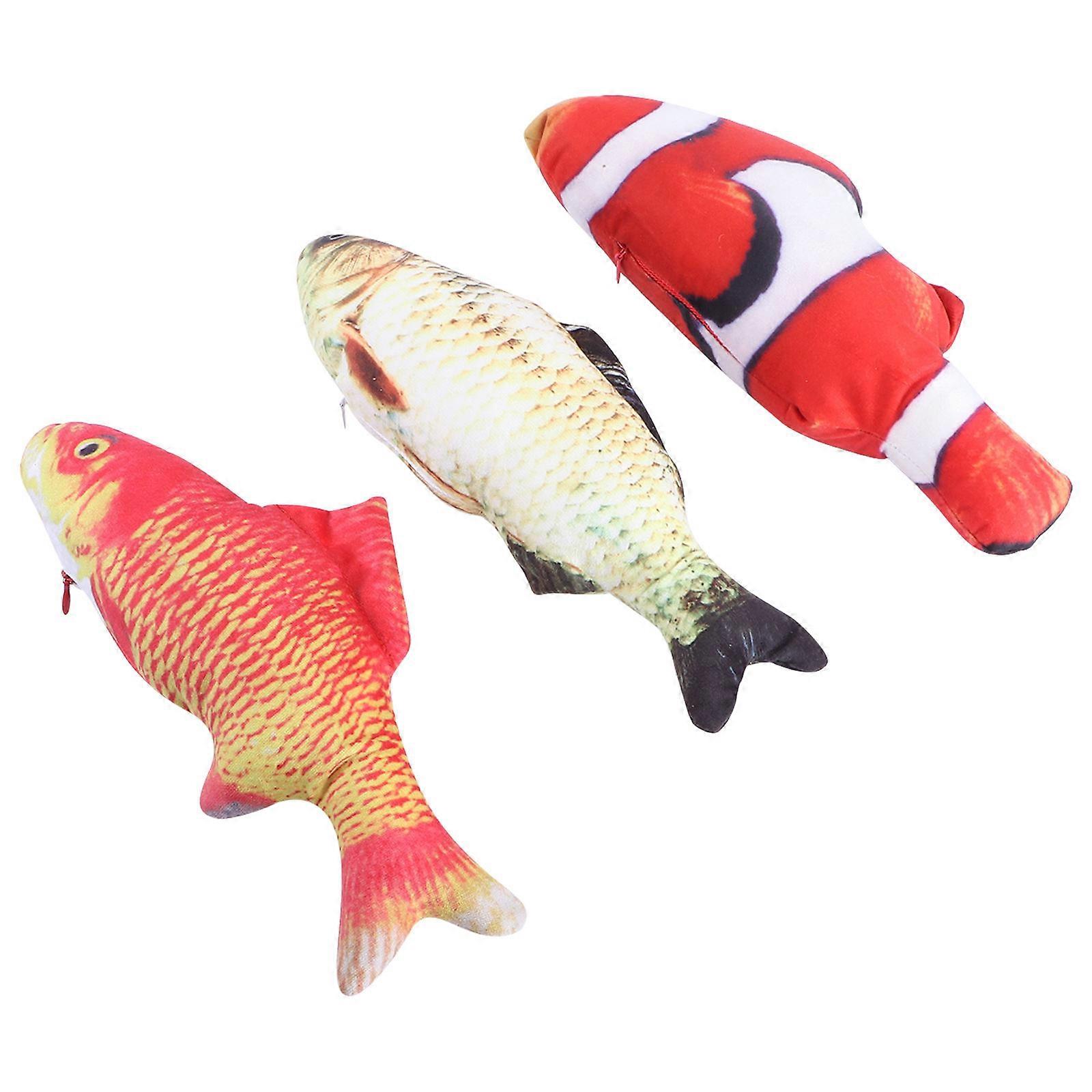 Fish Stuffed Toy Cat Playing Plush Toy with 9Pcs Creative Fish Shapes