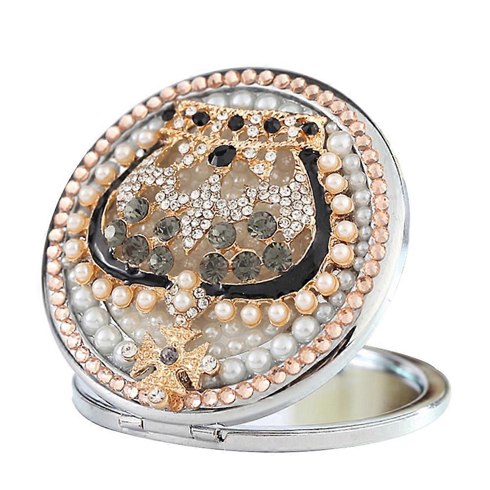 Magnifying Makeup Mirror Crown Pattern Folding Portable Mirror for Women 1Pcs
