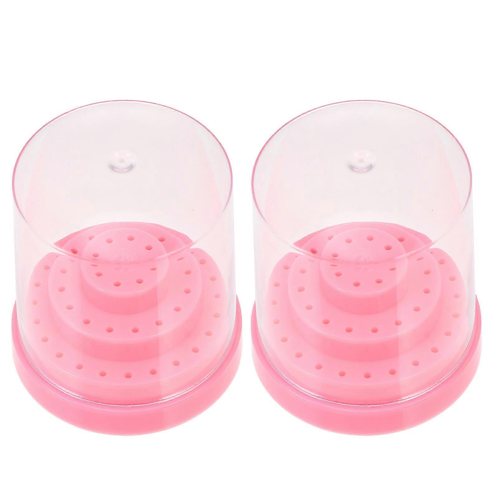 Nail Drill Bits Organizer Plastic Holder for 2Pcs Grinding Heads