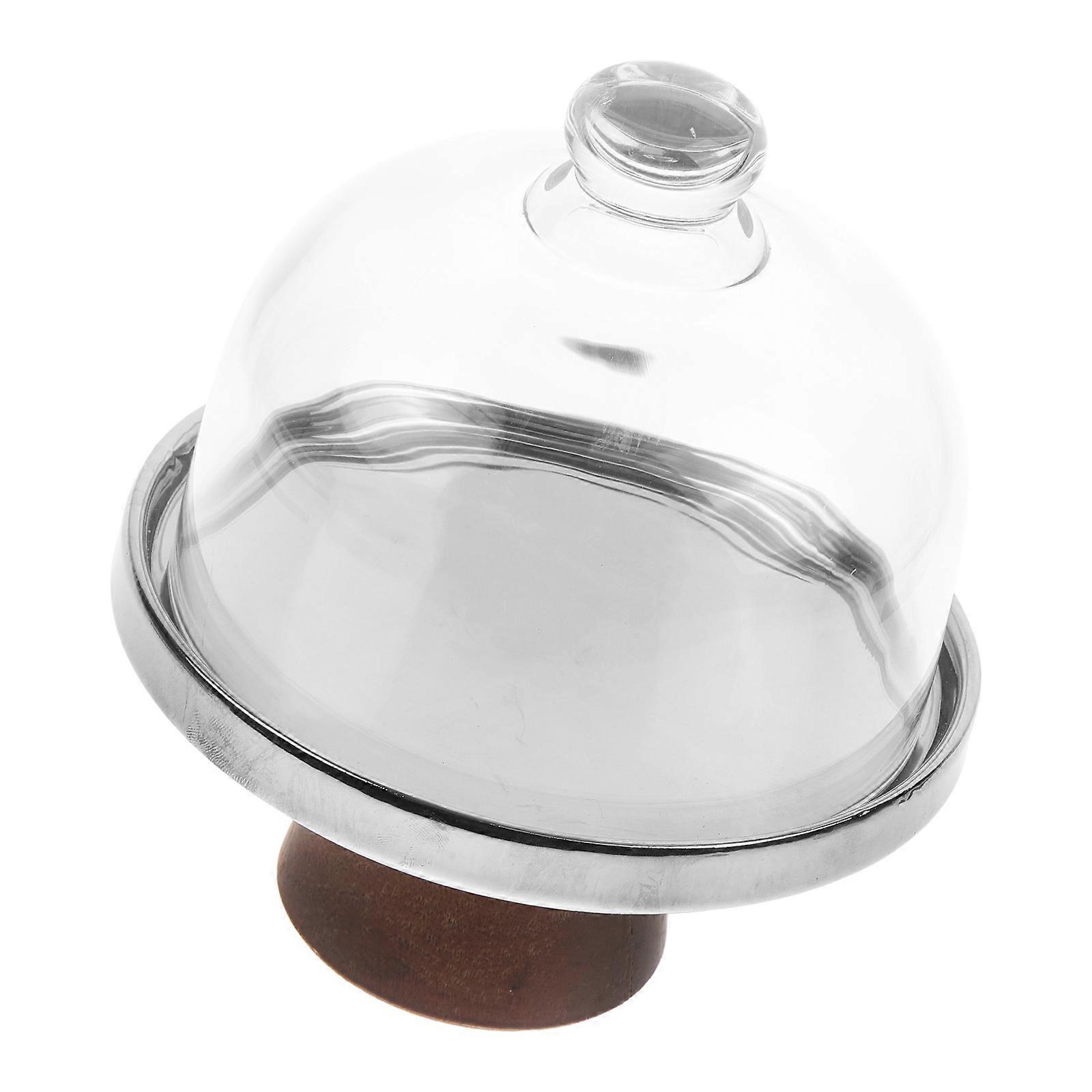 Covered Cake Stand With Lid Wooden Base For Elegant Wedding Decor And Event Hosting 1Set