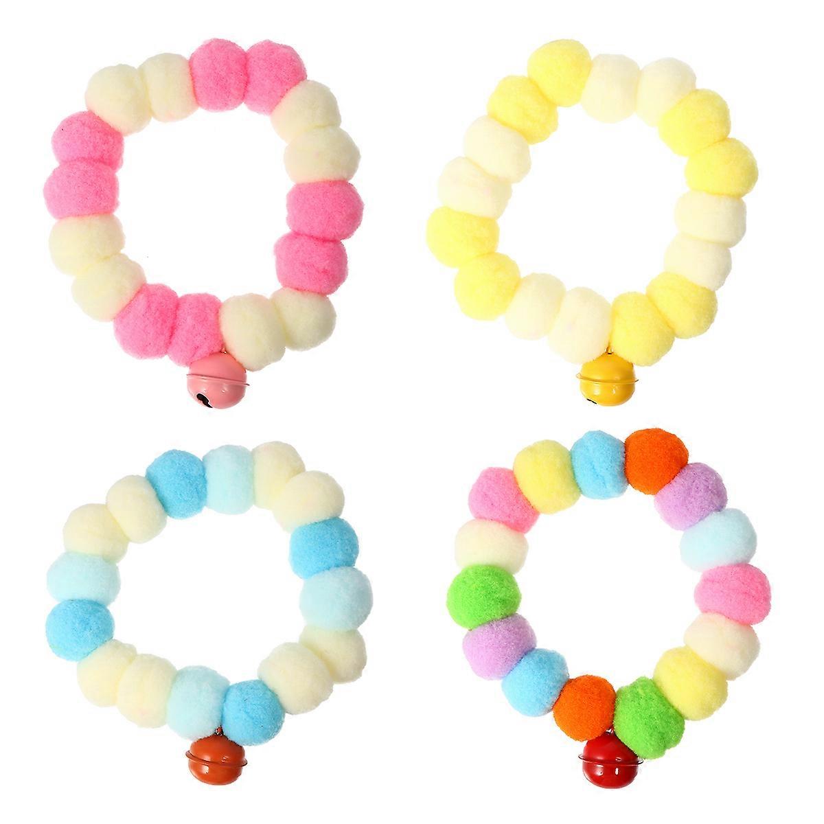 Cat Collar Plush Ball Necklace for Cosplay 8Pcs Colorful Elastic Set