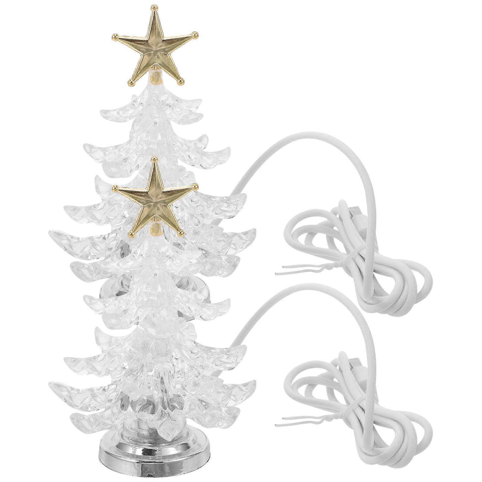 Night Lamp Christmas Tree Shape for Desktop Lighting 4Pcs Golden