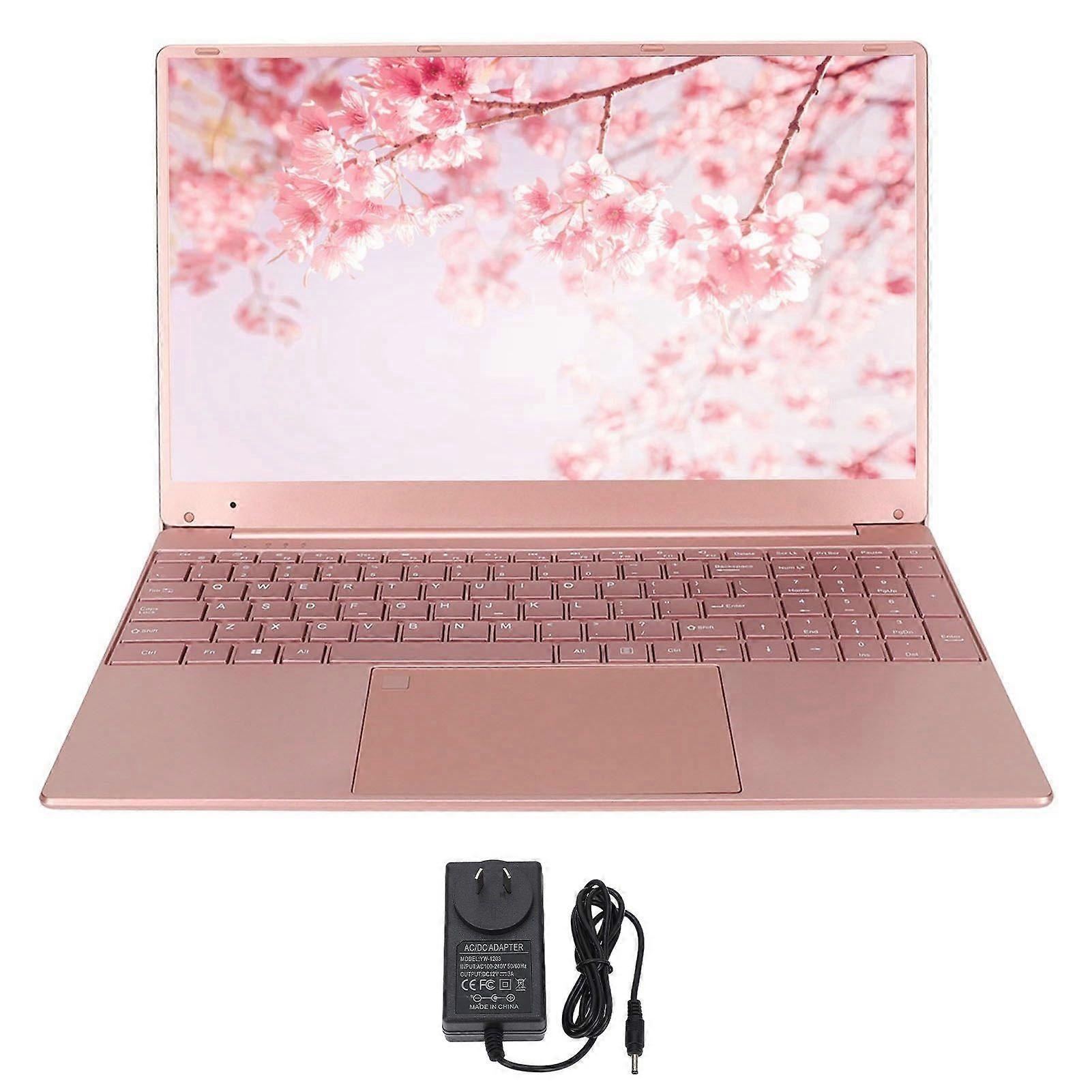 15.6in Laptop for Win 11 for N5095 CPU Pink Portable Laptop with Fingerprint Keypad Backlight Keyboard