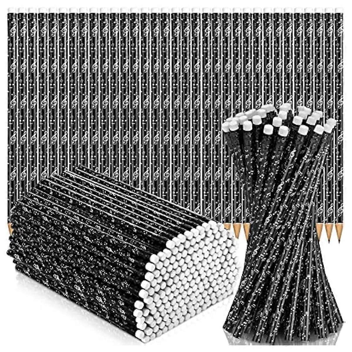 200 قطعة موسيقى ملاحظة قلم رصاص موسيقى أقلام رصاص مستديرة مع ممحاة للطلاب الأطفال الفصول الدراسية تفضل