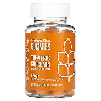 NaturesPlus, Caramelle gommose alla curcuma, zenzero e pepe nero, gusto pesca, 60 caramelle gommose
