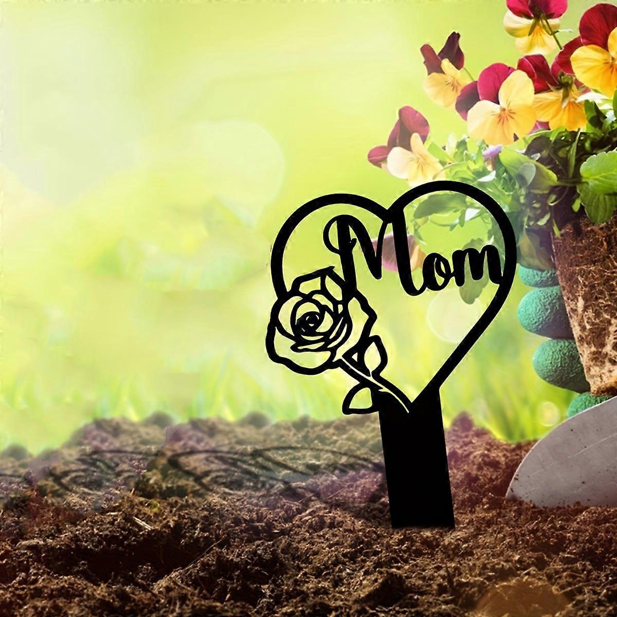 1PC Decorative Heart Memorial Stake Ornament for Mom for Garden Cemetery Graveyard Decor Remembrance