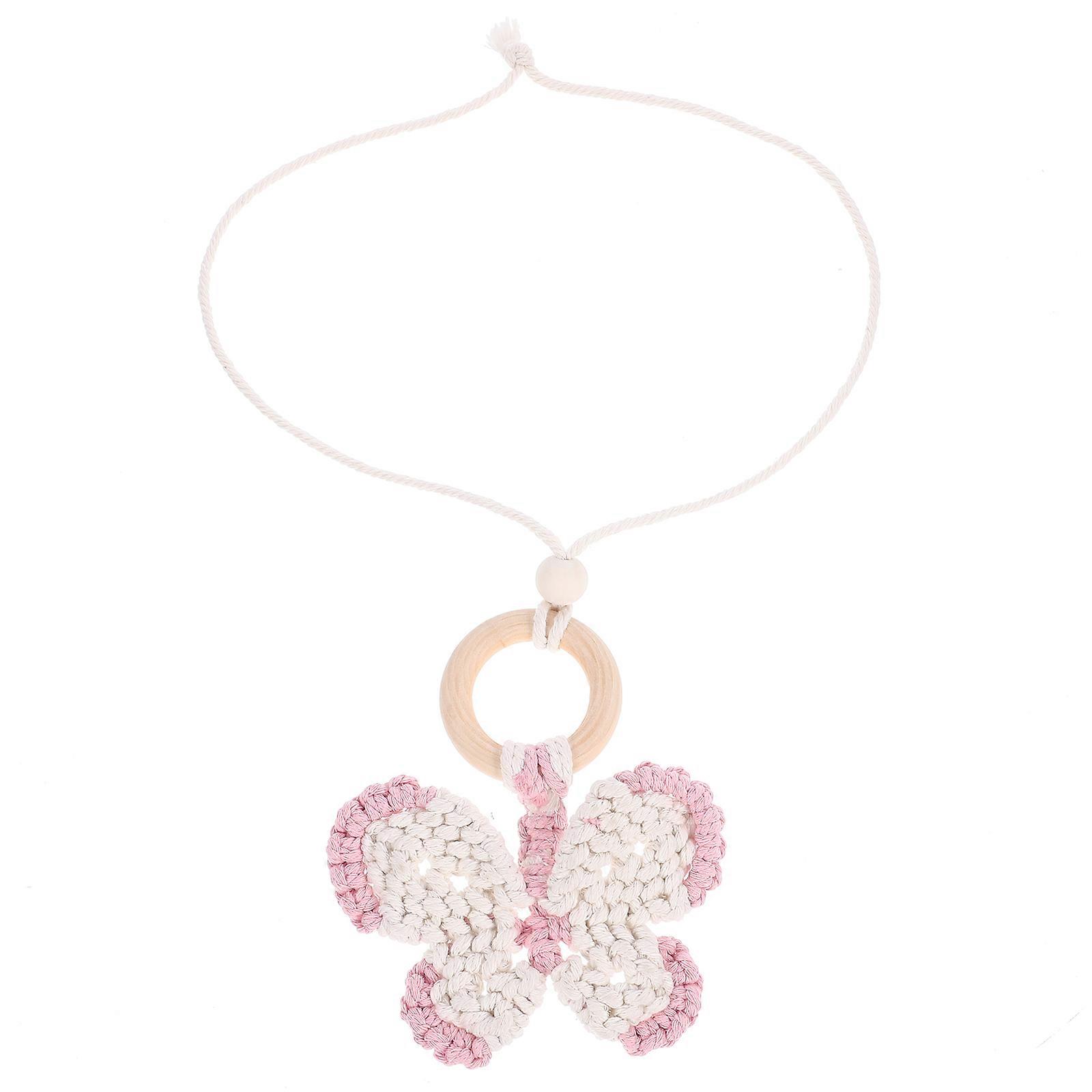 Pink Butterfly Hanging Ornament for Car Rearview Mirror 3Pcs Set