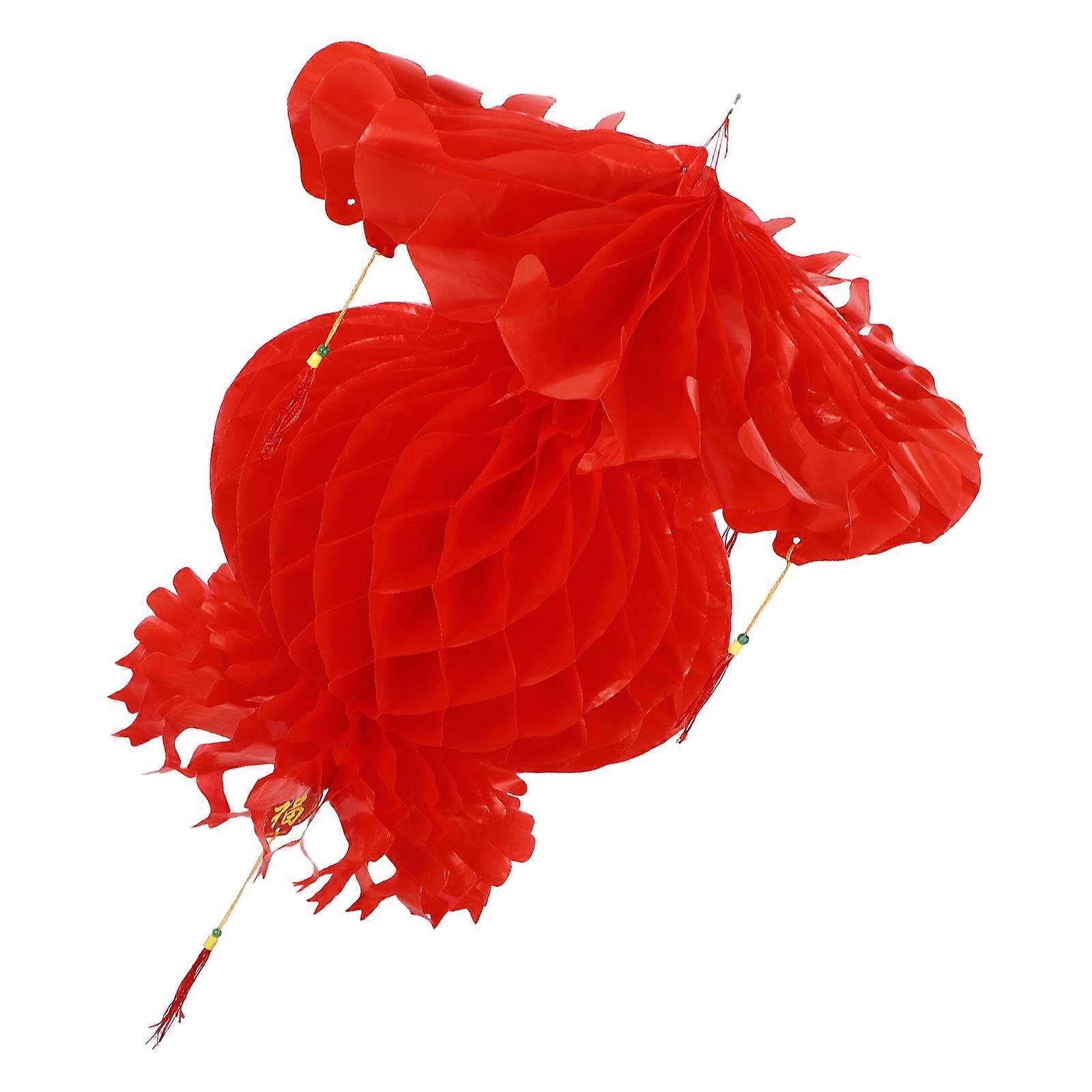 Party Lantern Honeycomb Lantern Traditional For Outdoor Use Red Hexagonal Honeycomb Atmosphere 1Pcs