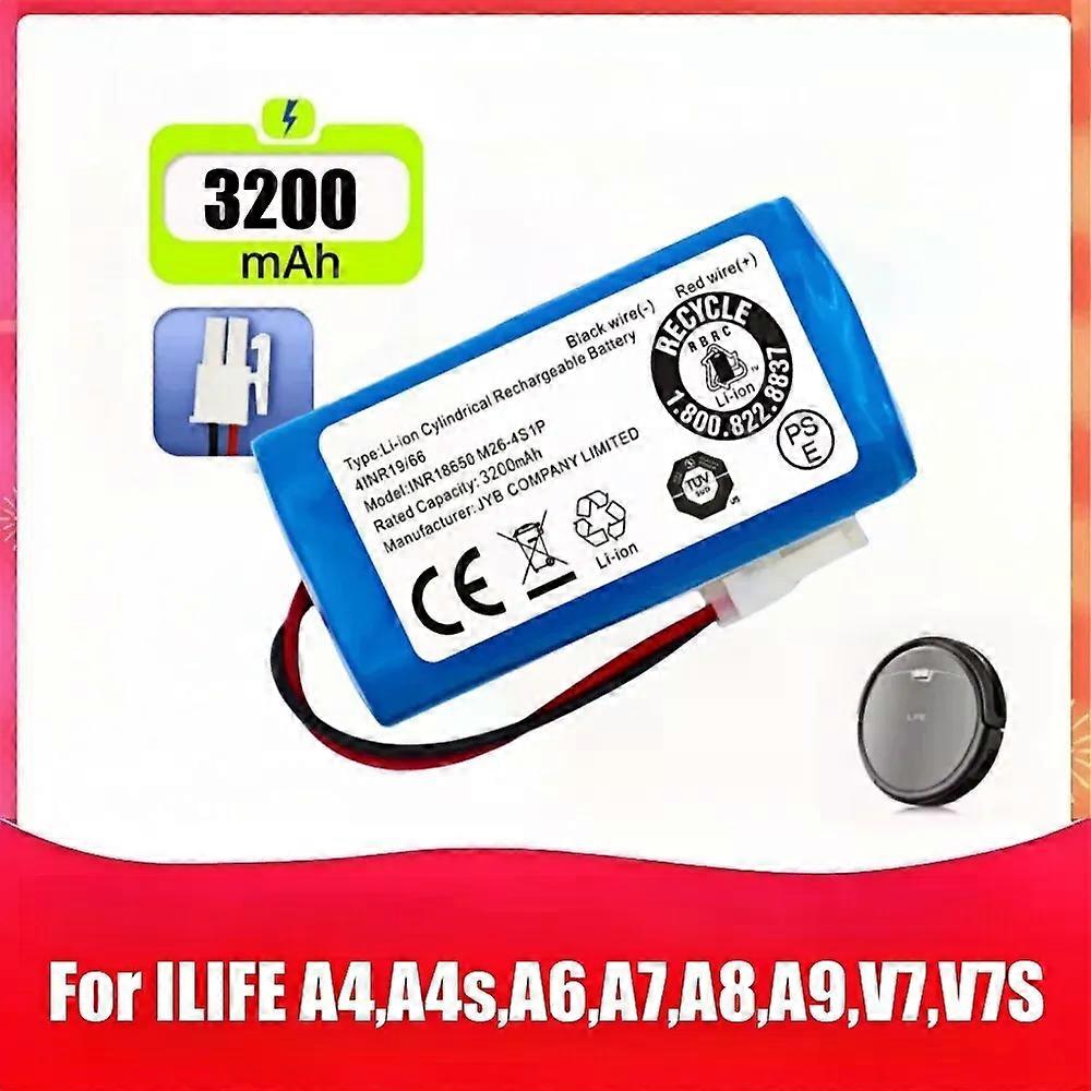 Apply  14.8V 3200mAh Robot Vacuum Replacement Battery For ILIFE A4,A4s,A6,A7,A8,A9,V7,V7S Robot INR18650 M26-4S1P Batteries