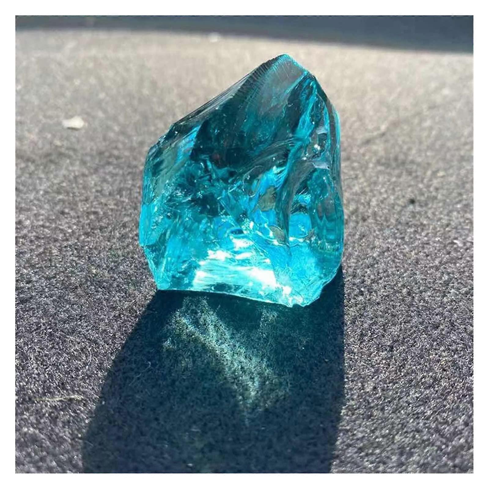 Natural Crystal Rough Sea Blue Jasper Crystal Stone Coloured Glaze Glass Home Decor SemiPrecious Jewelry Antique