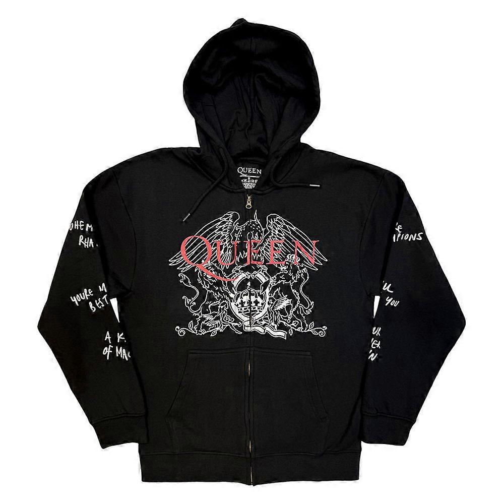 Queen Logo & Crest Outline Zipped Hoodie