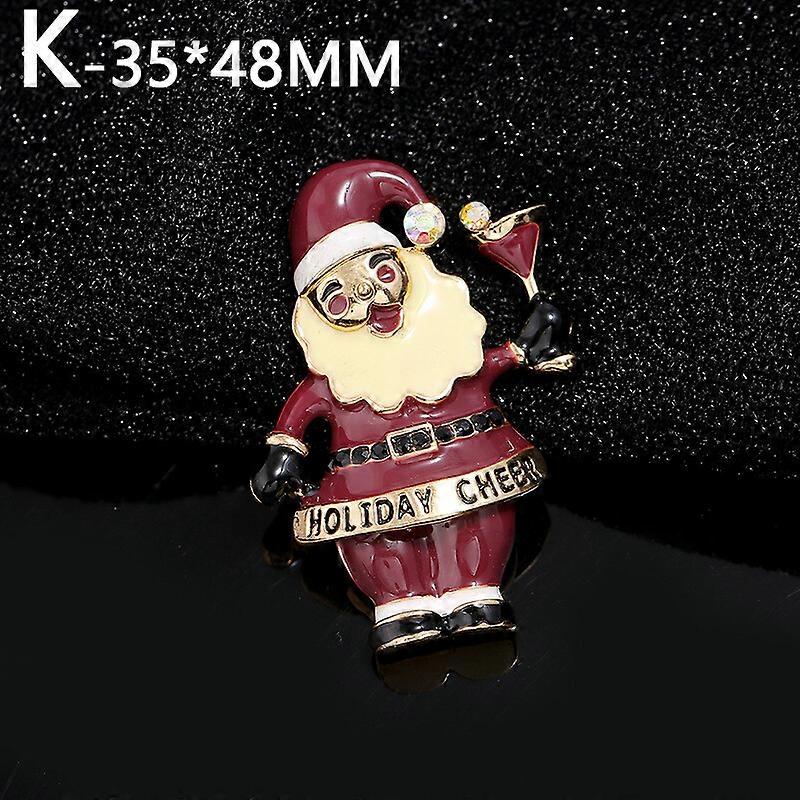 Festive Christmas Brooch Pin - Rhinestone Crystal Enamel Xmas Tree Or Santa - UK Made