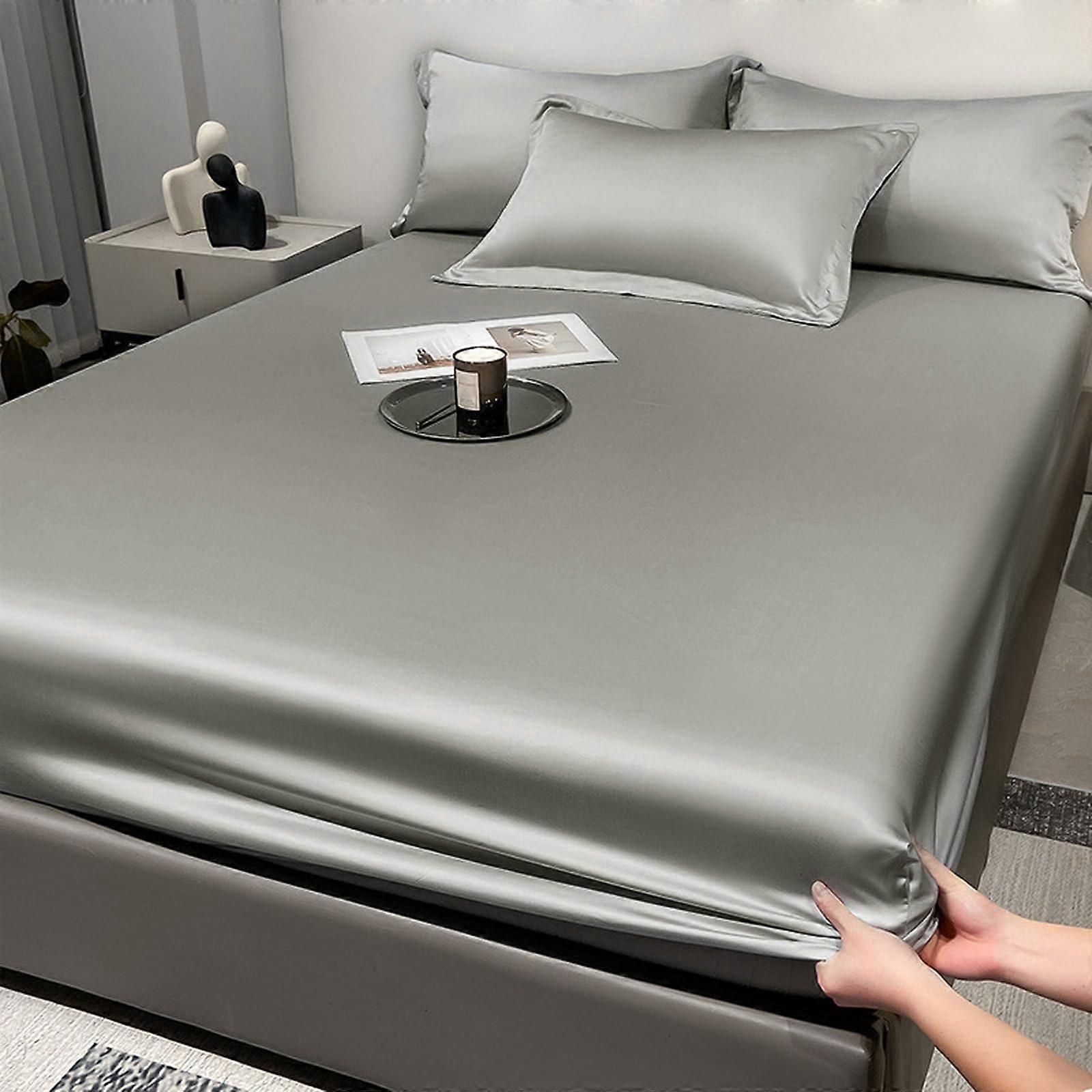 Fitted Bed Sheets Deep Pocket 25cm Satin Silky 120x200 Model 2Piece Set Breathable Comfortable