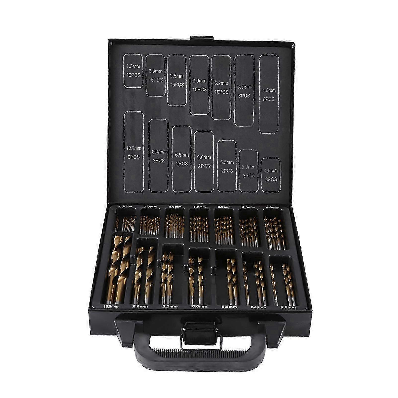 HSS Drill Bit Set with Case: 99 Piece Set Range 1.5MM to 10MM, Ti Coated Bits