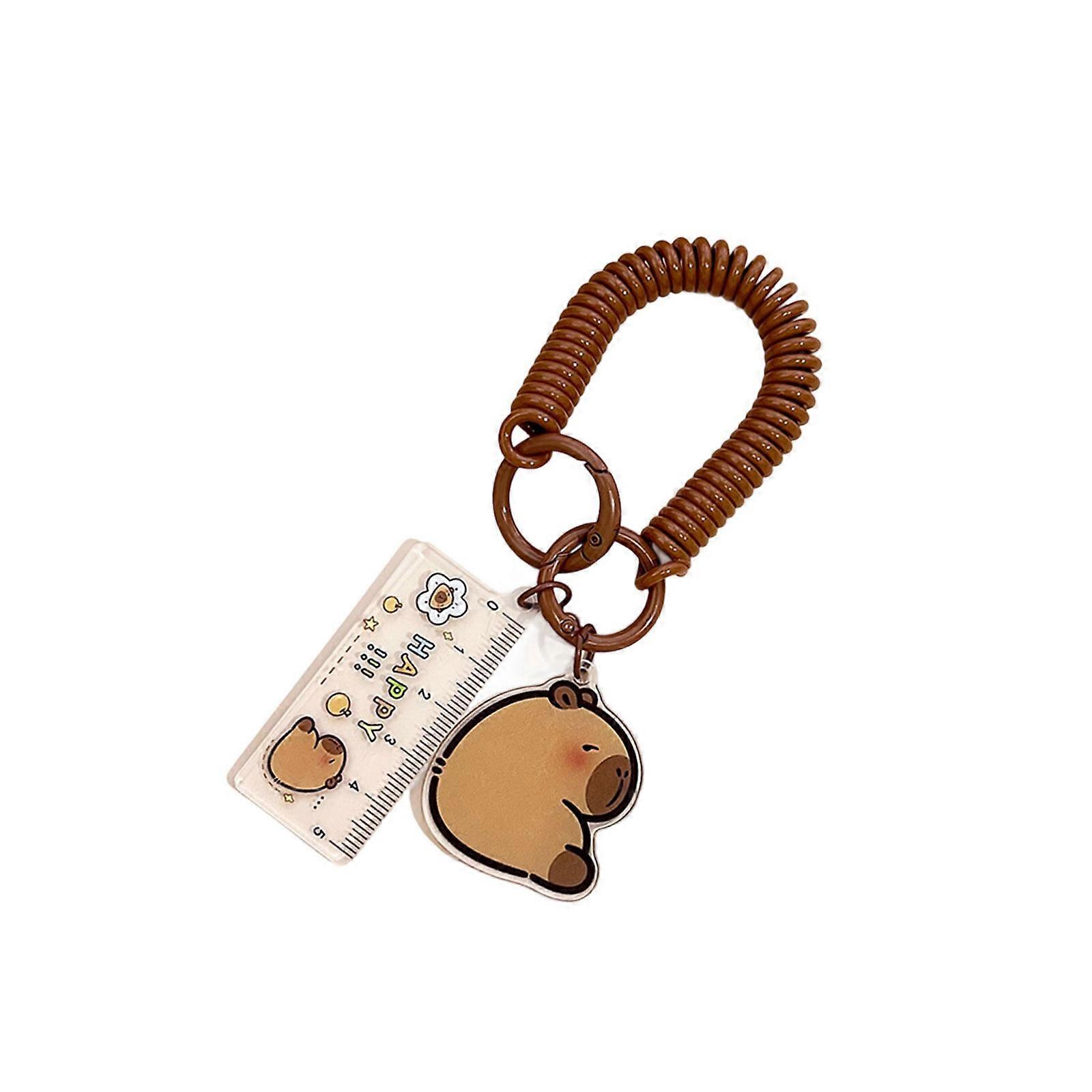 Car Keychain Small Ruler Keychain Cartoon Capybara Keyring Bag Charm Handbag Charm Lovely Keyholders Multicolor