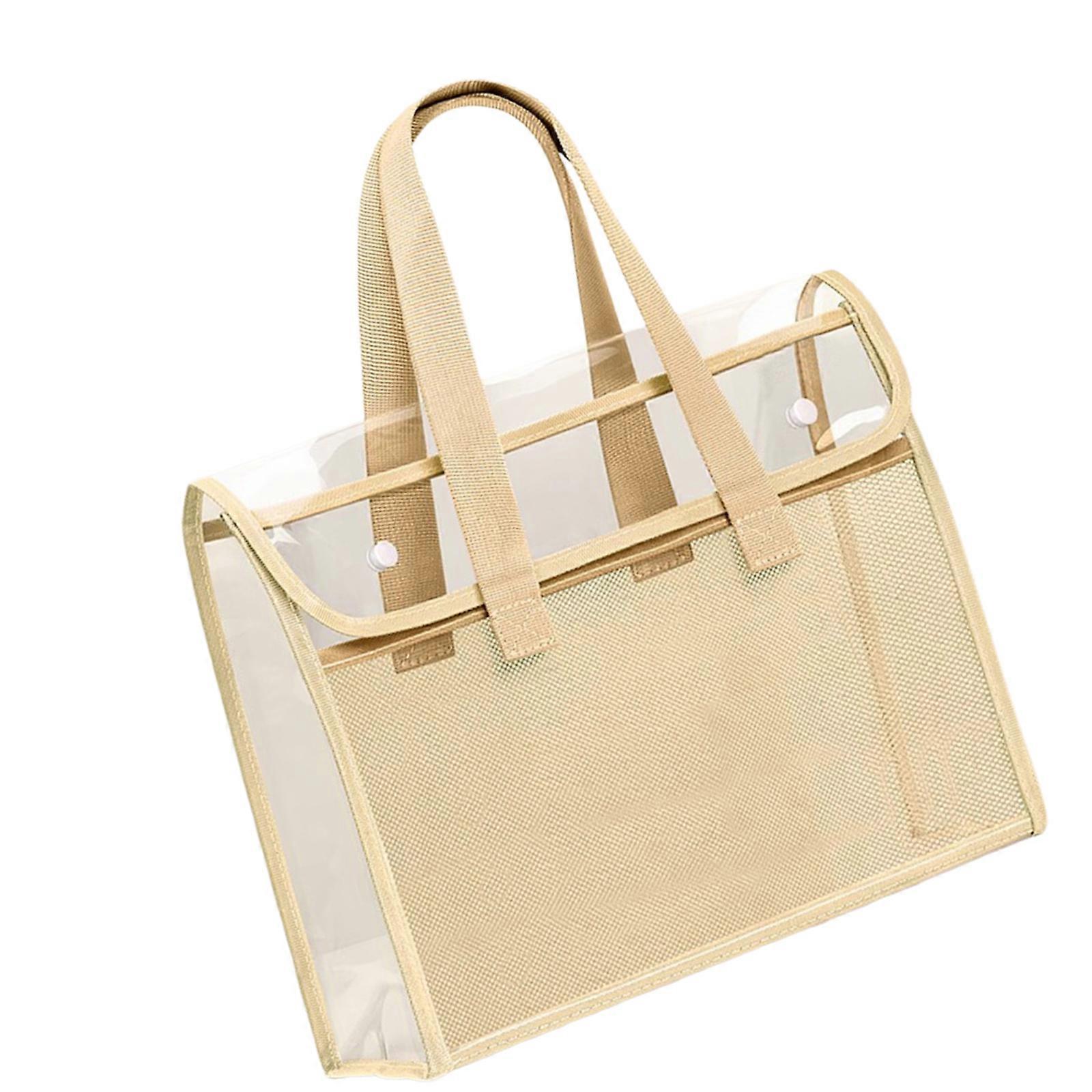 High Capacity PVC File Organiser Double Layered File Bag Document Carrying Case For Office Meeting School Project  Yellow