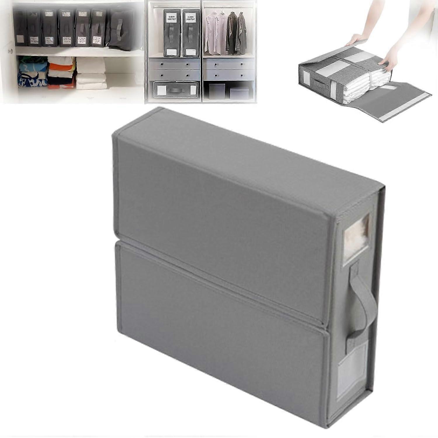 Bed Sheet Organizer Foldable Set 2Pack Grey For Bedding Sheets, Blankets, And Pillow Cases