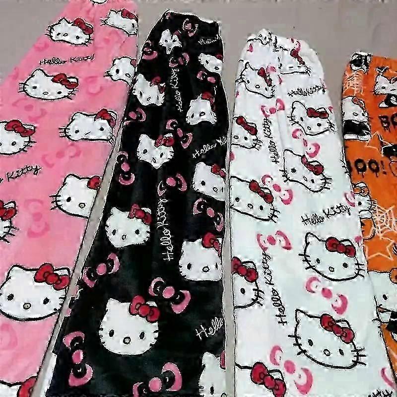 Söpö vaaleanpunainen Hello Kitty Pyjama Alaosat XS Suuret koot Kodikas Tyylikäs Loungewear