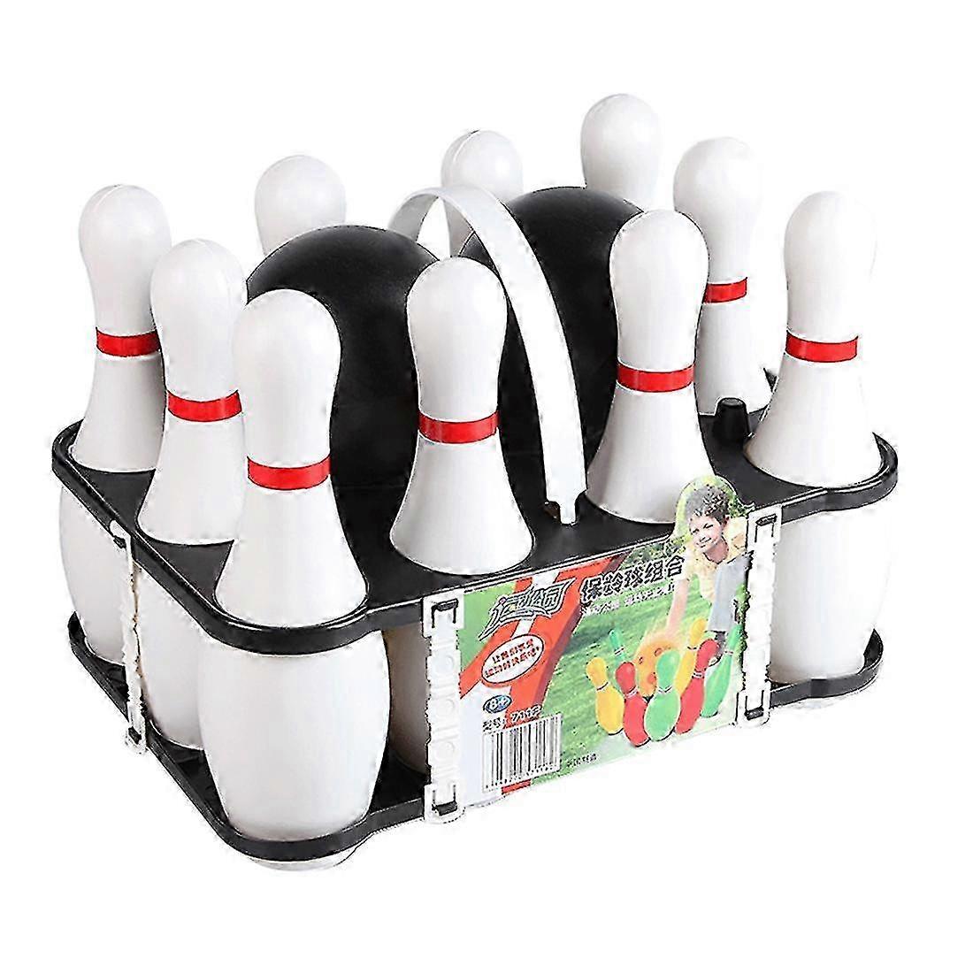 Backyard game set with bowling balls and 10 pins for family