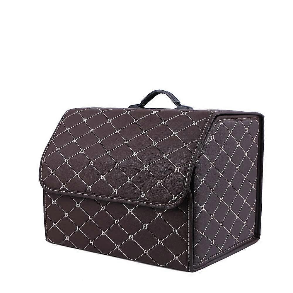 Car Leather Boot Bags Trunk Organizer Box Compatible with CT ES GS GS250 GS350 GS450H GS200T GX IS ISC Foldable Brown Size M