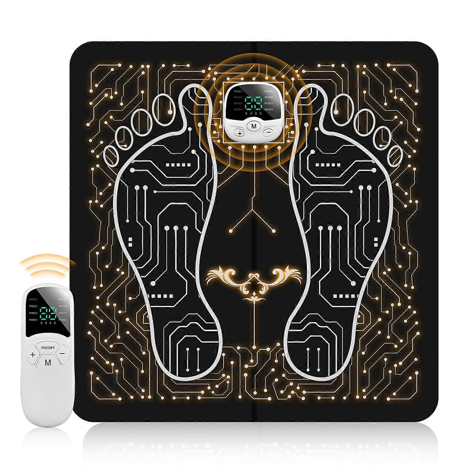 Foot Massager with LCD Display, 10 Modes, 30 Intensities, Rechargeable Foot Massage Mat for Adults