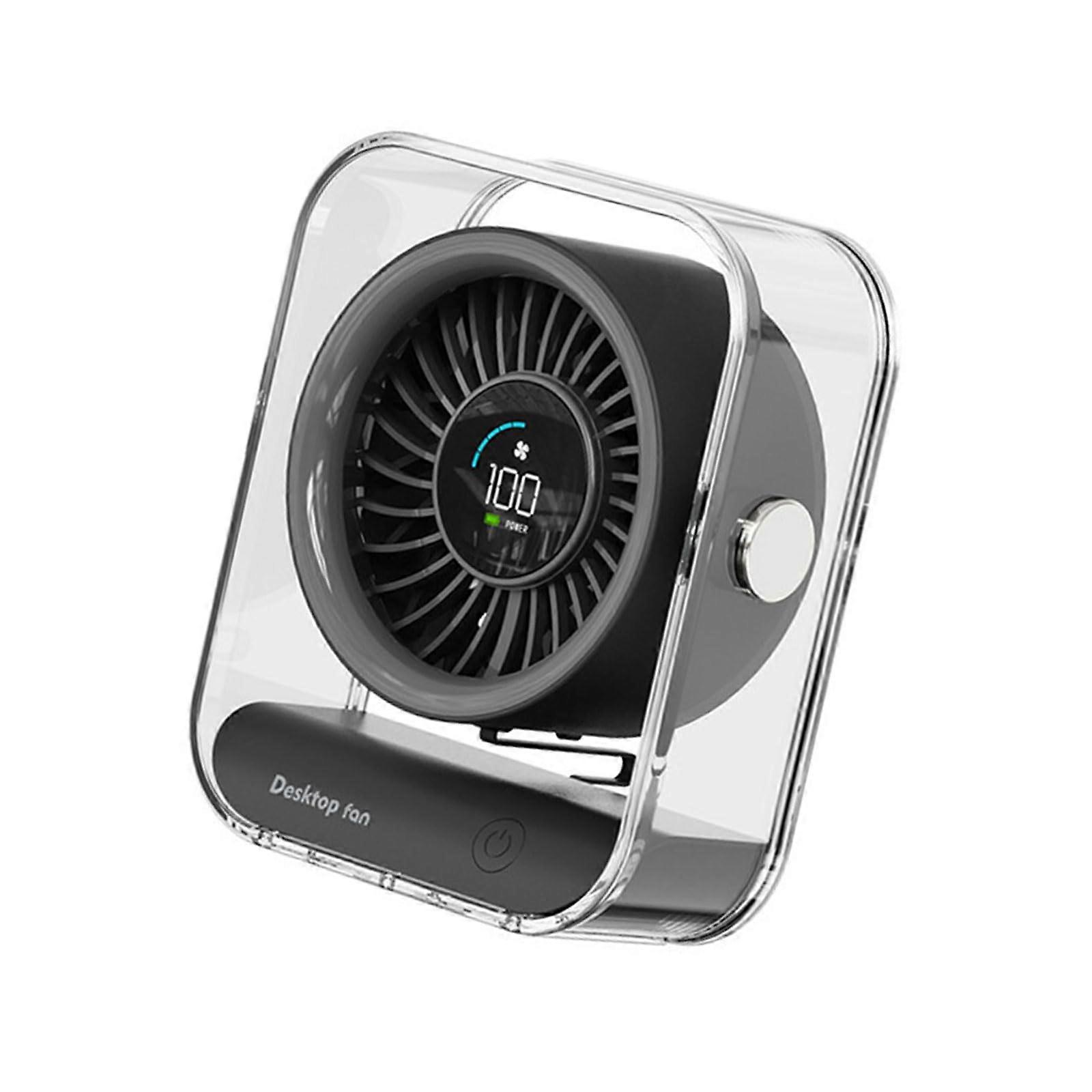 Small Cooling Fan Digital Display 100 Speed Adjustable Indoor Desk Wall Mount Black