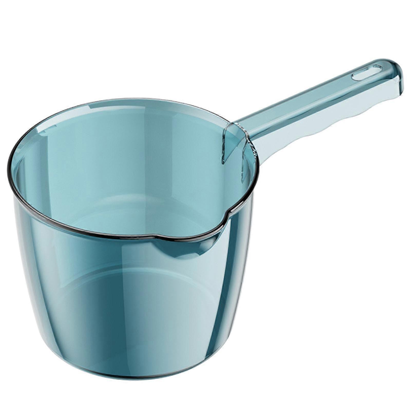 Mug for Bathroom - Transparent Bath Pitcher Water Ladle with Long Handle for Bathing, Kids, Fruits, and Vegetables, Blue