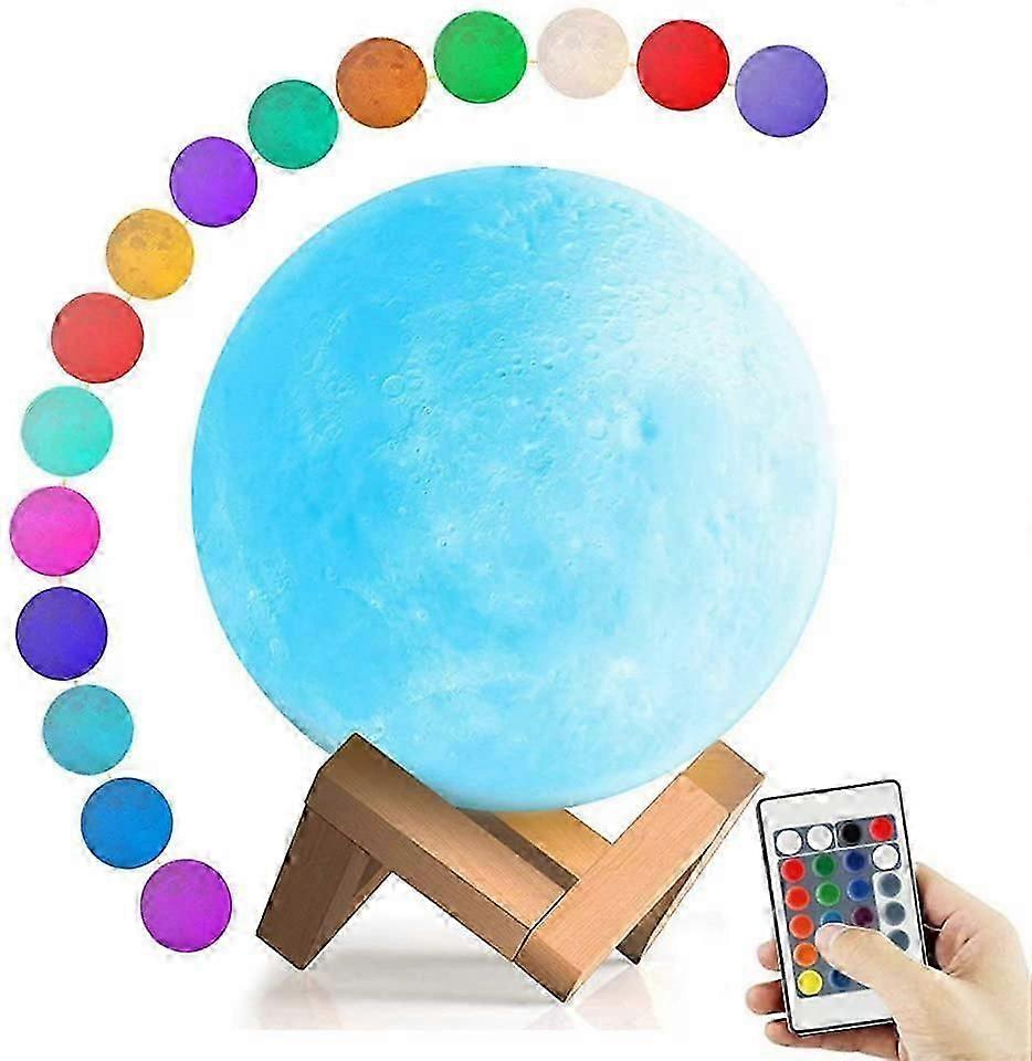 Moon Lamp, 16 Colors LED Moon Light with Stand & Remote&Touch Control and USB Rechargeable