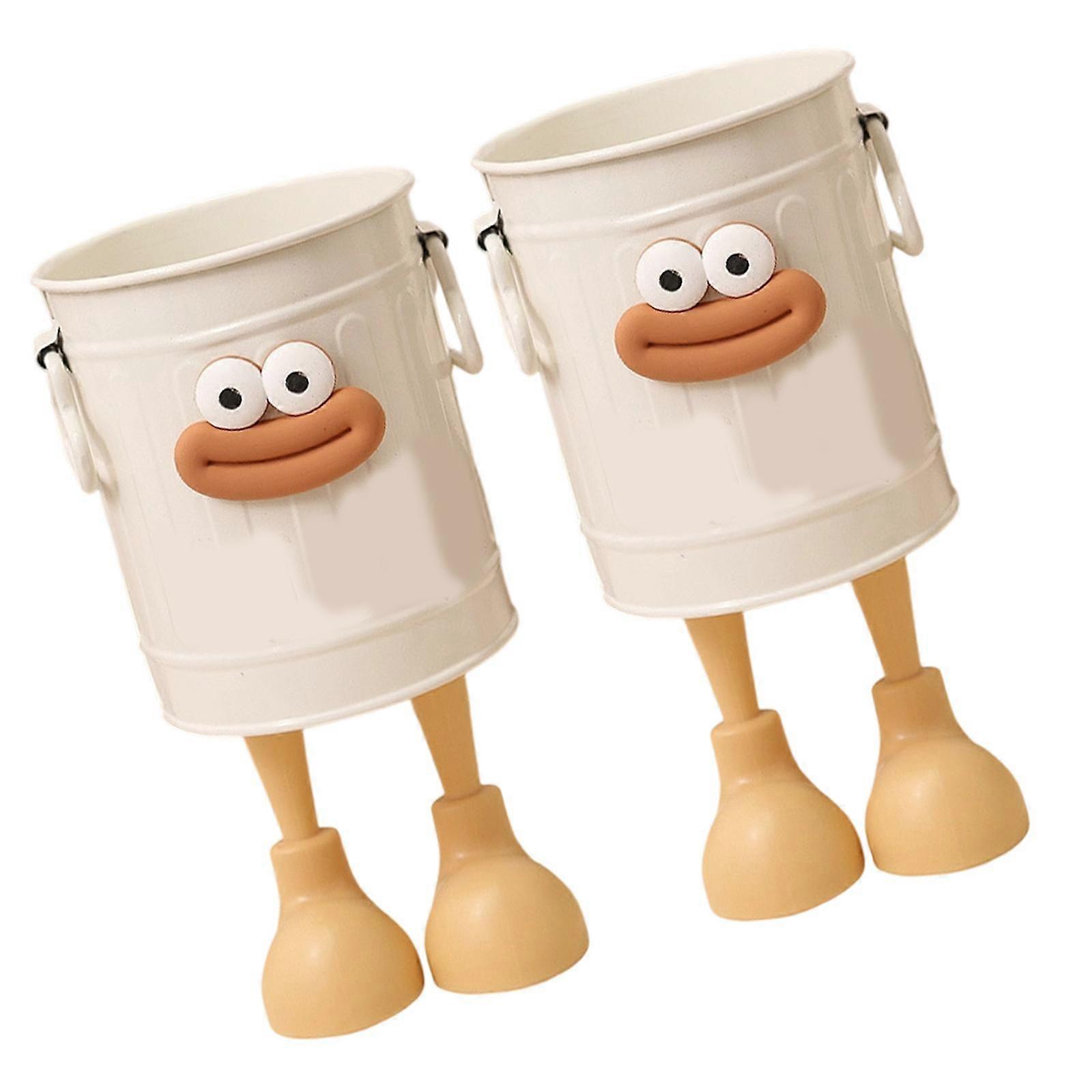 2er-Set Cartoon-Stiftehalter, dekorative Stiftebecher, Mehrzweck-Schreibtischorganizer für Büro und Büro, Weiß