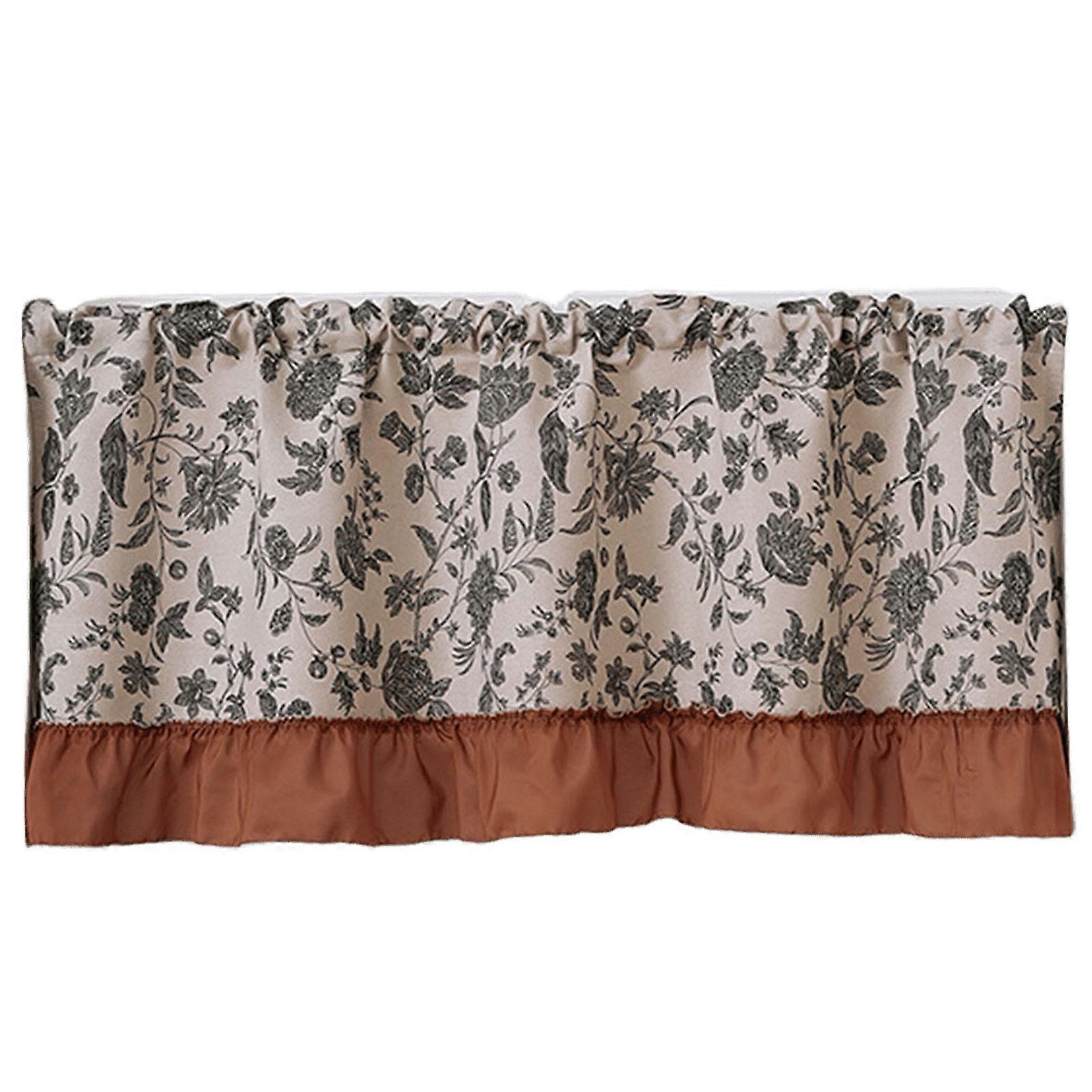 Retro Florals Tiers Curtain Light Filtering Designs for Coffee Styles Window Quick Installation Home Upgrades  Black line flowers