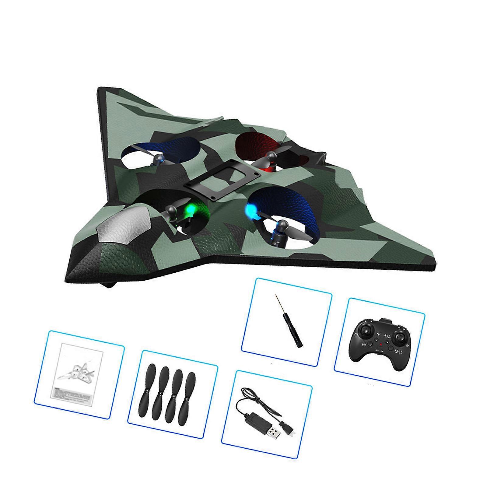 Electric Foam Glider with 360° Flight Tricks Strong Hand Start Stunt Plane Parent Child Interactive for Outdoor Fun  Green