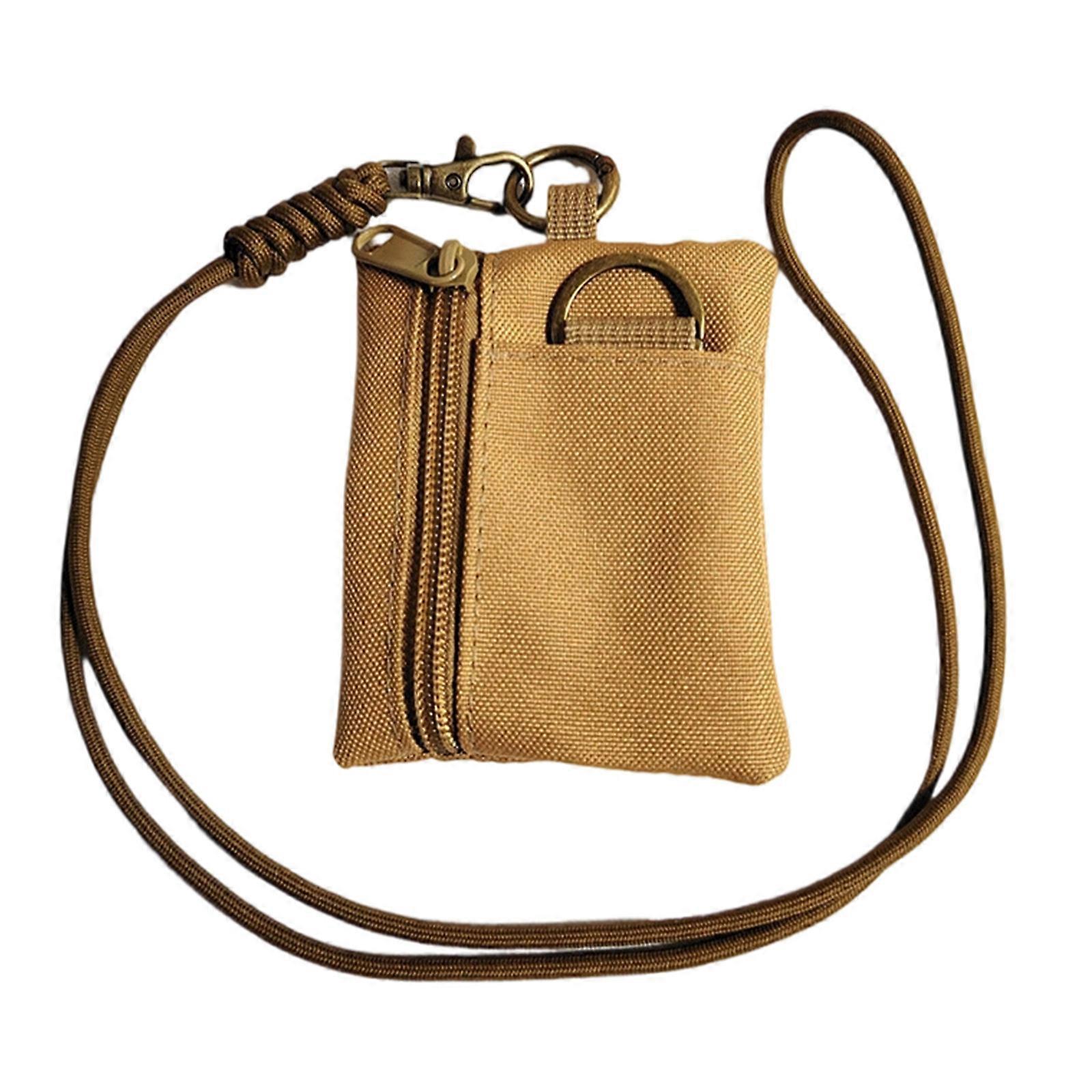 Tiny Zippered Planner Wallet For Access Tokens Layouts Water Resistant University Fabric Secure Appendage Clip Travel Accessories  Khaki