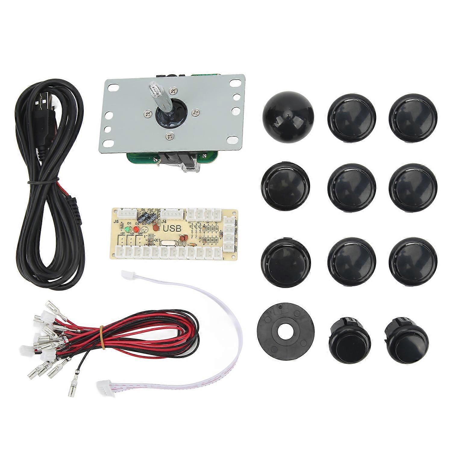 DIY USB Controller Computer Rocker Oval Ball Joysticks with Control Chip for Arcade Game Black