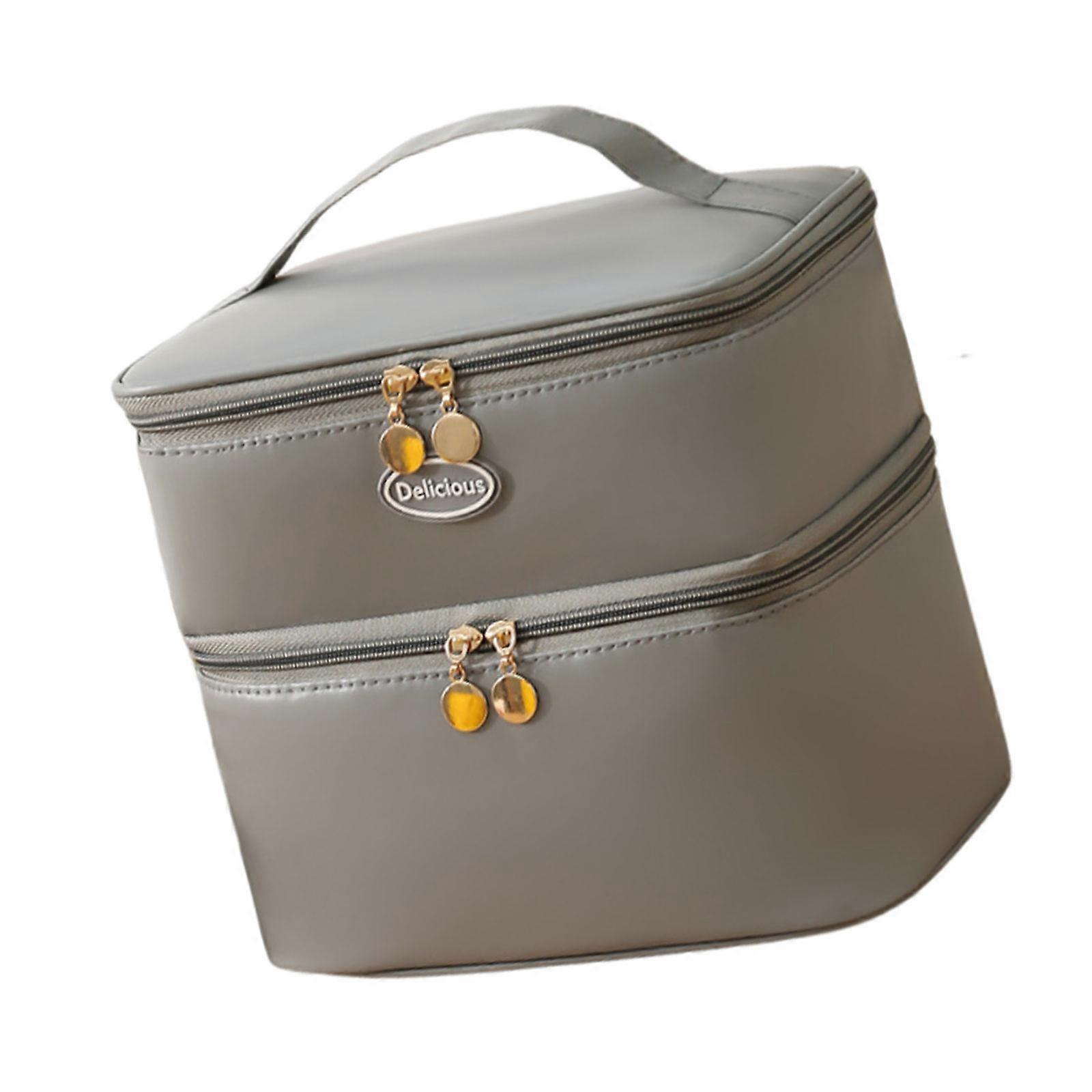 Functional Lunch Bag With Heat Insulating Lining Portable Thermal Cooling Box Handbag Suitable For Various Occasion  Gray