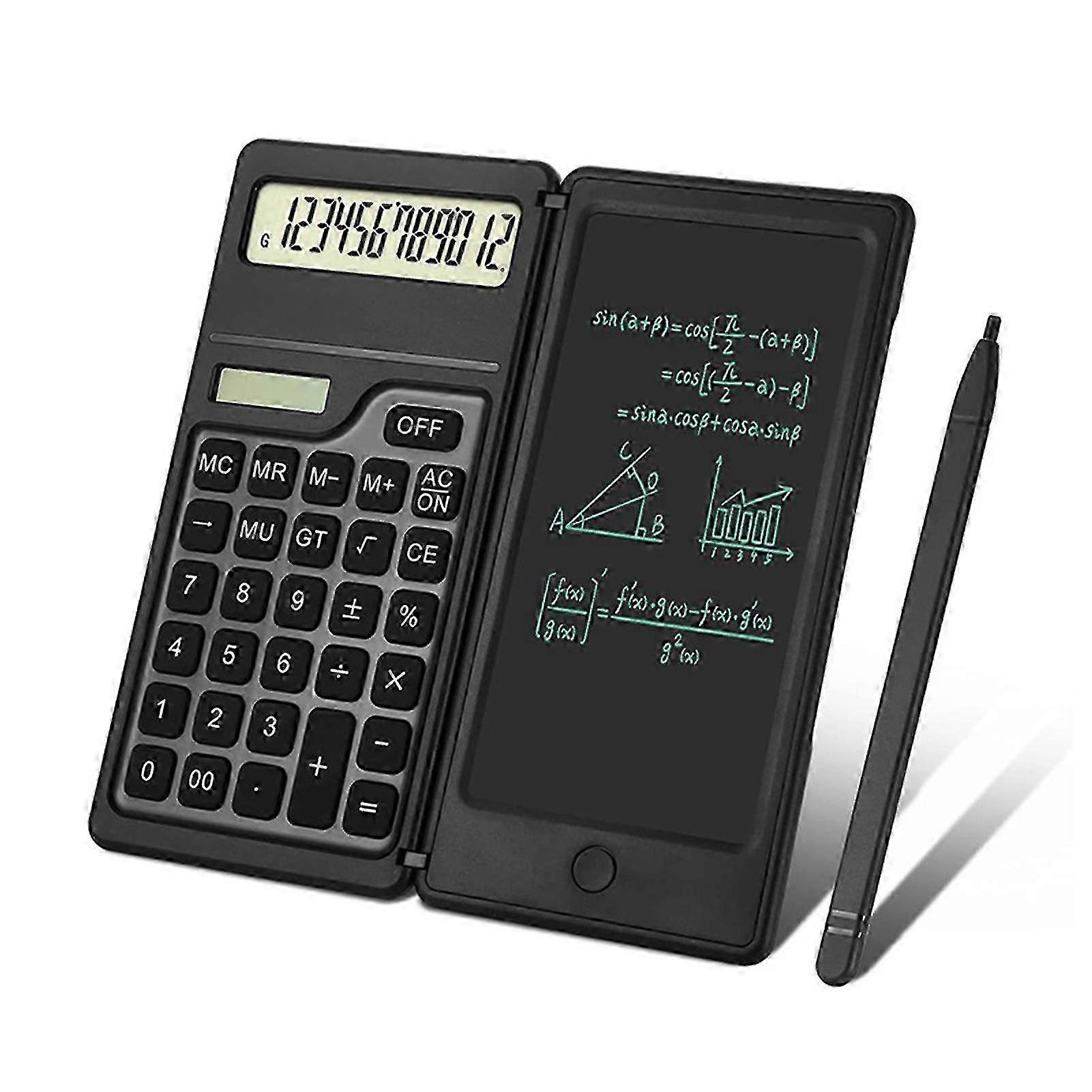Scientific Calculator with Writing Board Solar Battery Powered 10 Digits Standard Function LED Display Student Calculator Office Supplies