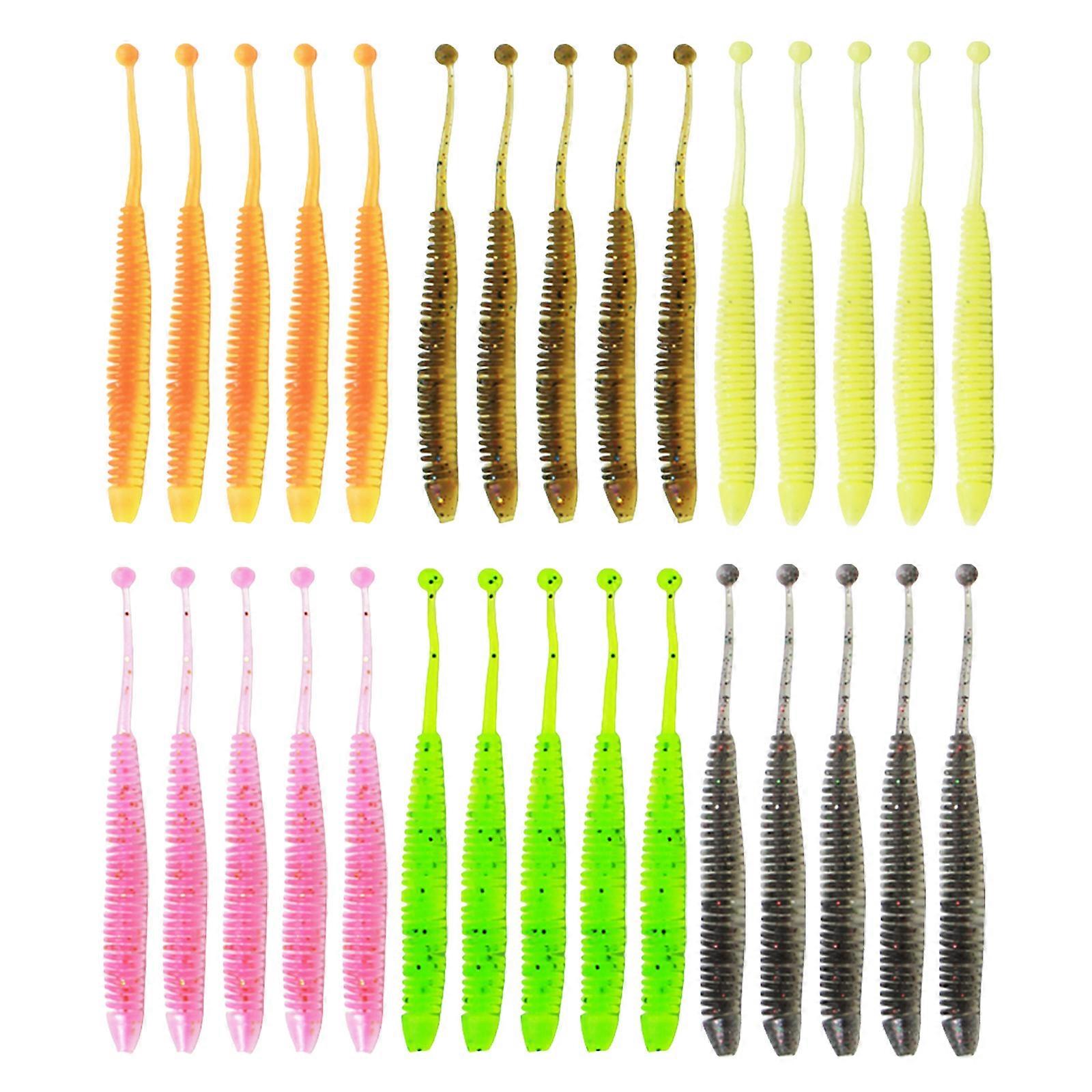 30Pcs Angelköder Salzwasser Süßwasser Angelzubehör 4,8/6/8 cm Künstliche Köder für Forellenangeln Weiche Köder 8cm