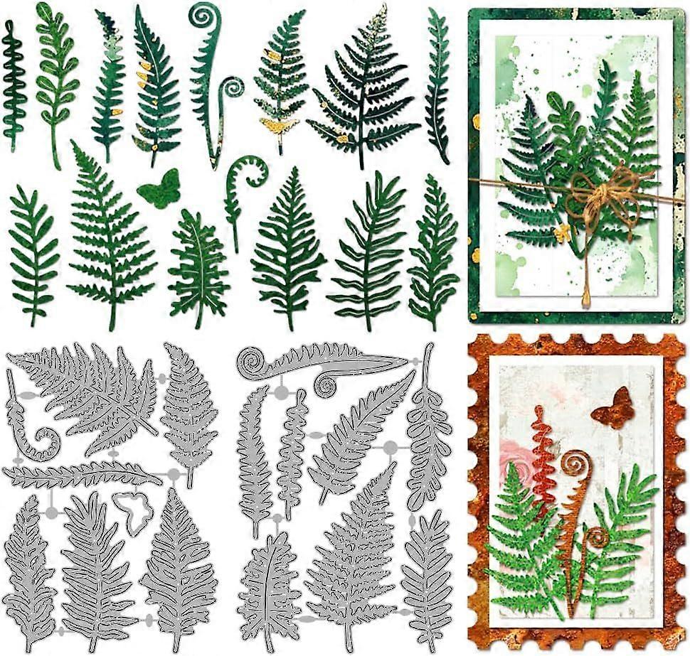 Fern Metal Cutting Dies Wild Plants Frame Die Cuts Template Leaf Frond Embossing Cutting Stencil Carbon Steel Die Cutting for Card Making DIY Scrapboo