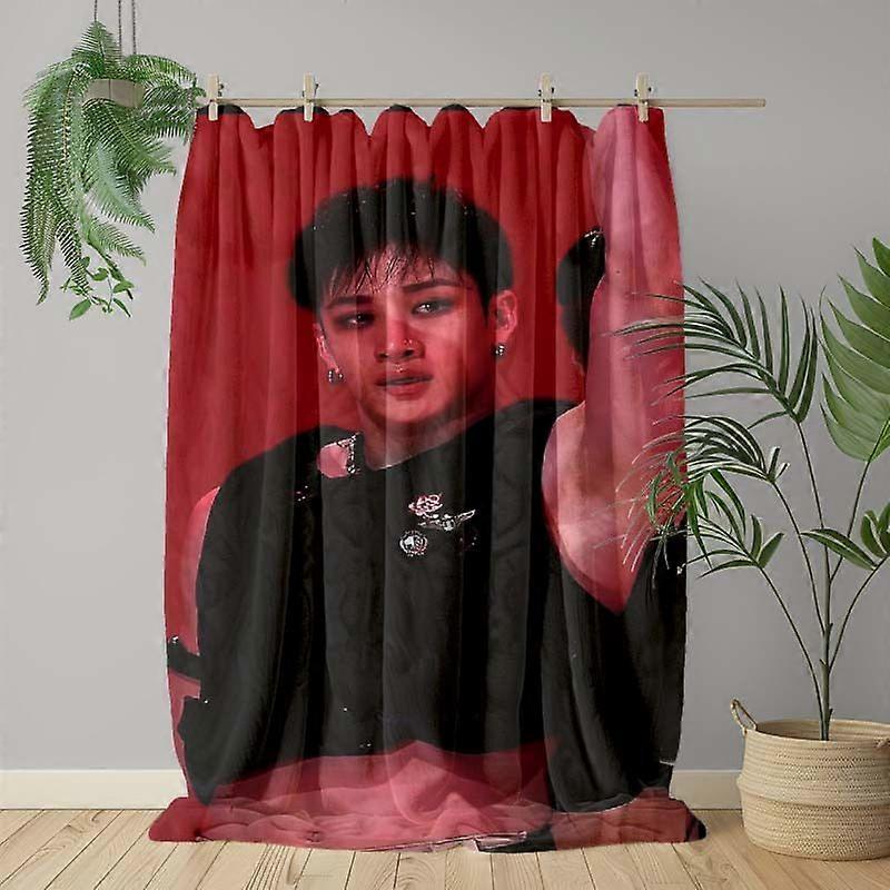 Bang Chan K-Pop Inspired Blanket - Soft Flannel All-Season Bedspread/Throw with Dynamic Pose & Expressive Eyes Design, R-AZXCV132