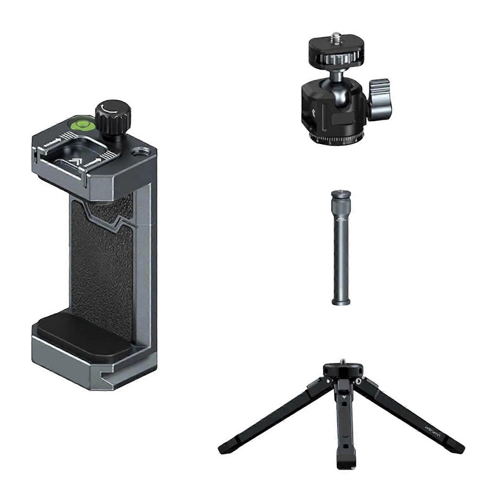 Portable Multiple Function Tripods Adapters with Adjustable Clamp & Leveling Bubble Suitable for 60-100mm Smartphones Multicolor