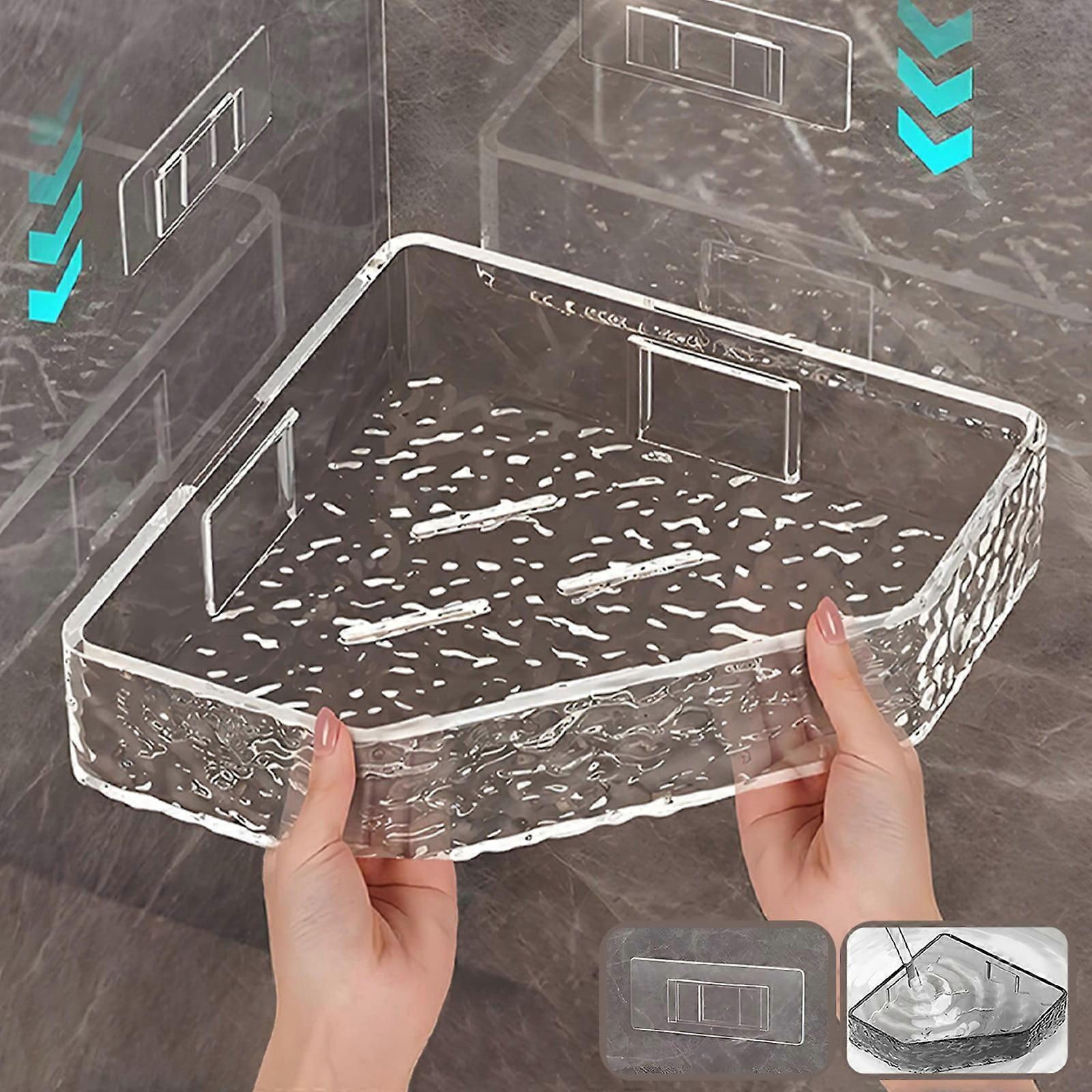 Corner Wall Shelves, Shower Corner Storage Bar, Transparent Bathroom Organizer, Triangular Countertop Rack Compatible with Small Spaces
