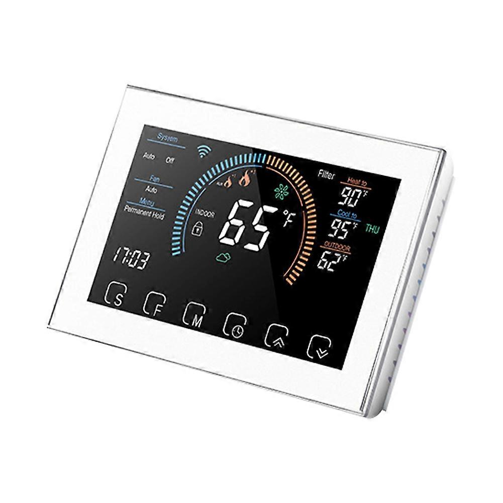 Smart WiFi Thermostat 4.8 Inch LCD Touch Screen Wireless Heat Pump Thermostat C-Wire Adapter Included