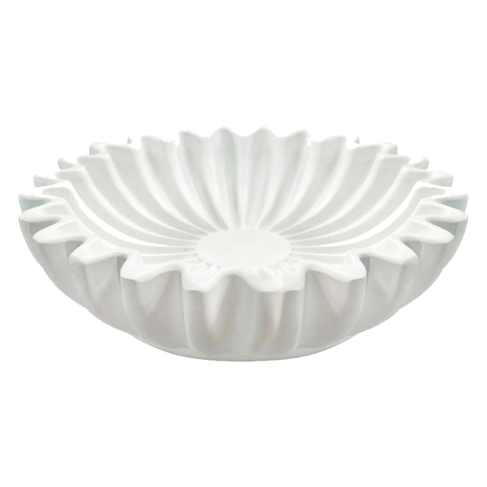 Resin Decorative Serving Bowl with Elegant Fluted Design for Home Décor and Entryway Storage